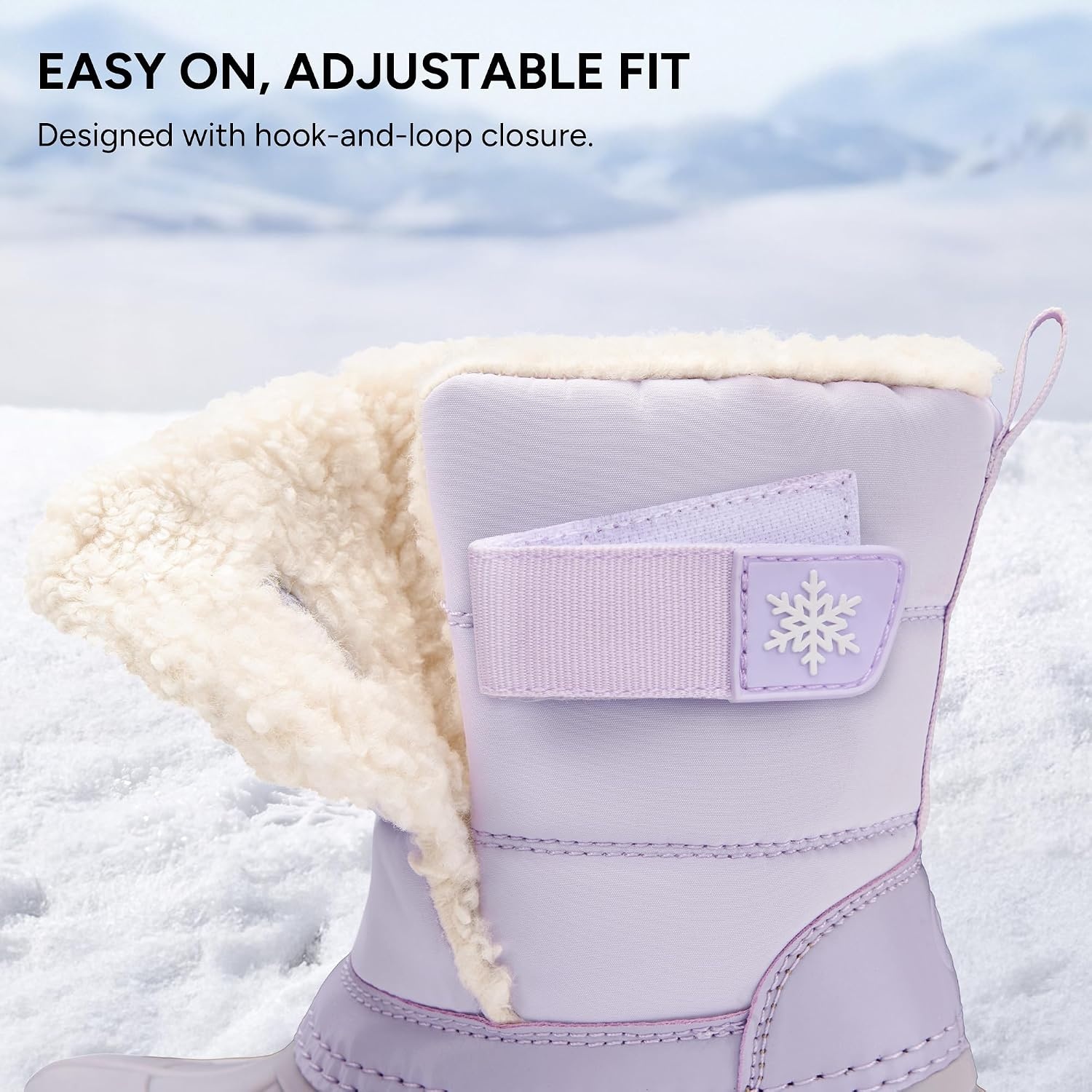 Stelle Kids Snow Boots with hook&loop Girls Boys Winter Warm Boots(Lavender)