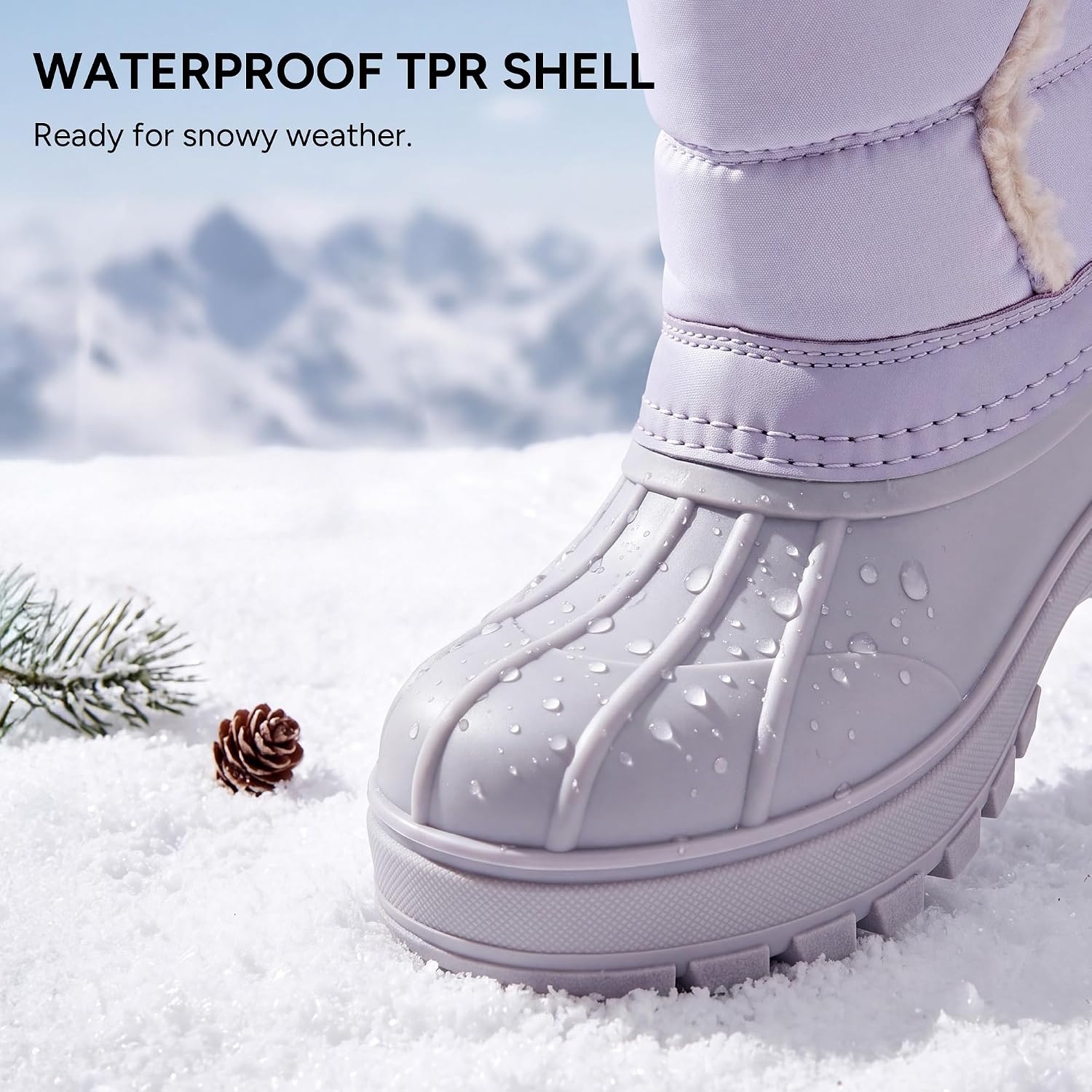 Stelle Kids Snow Boots with hook&loop Girls Boys Winter Warm Boots(Lavender)