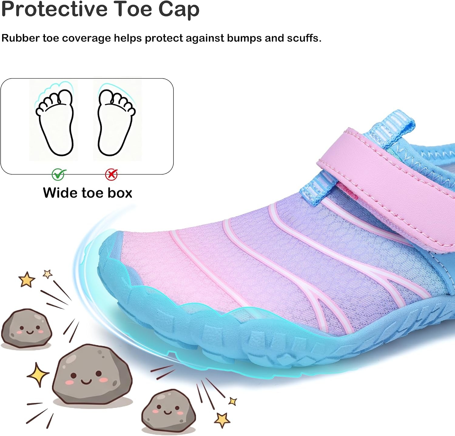 Stelle Kids Water Shoes for Girls Boys Swim Beach Hiking Pool Shoes Quick Dry Barefoots for Toddler/Little/Big Kids(Mermaid Ombre)