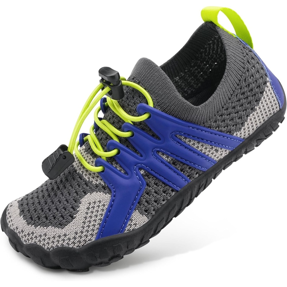 Stelle Water Shoes for Kids Adjustable Laces | Quick Dry Barefoot Non-Slip Shoes with a Roomy Toe Box for Boys and Girls,Beach,Hiking,Toddler to Big Kid(Graphite Voltage)
