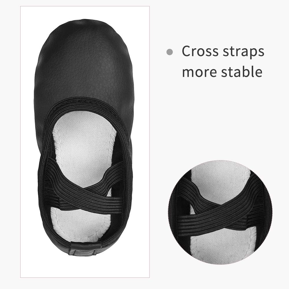 Stelle Ballet Shoes for Girls Boys Close-Fit PU Professional Dance Slippers for Toddler/Little Kid/Big Kid(Black)