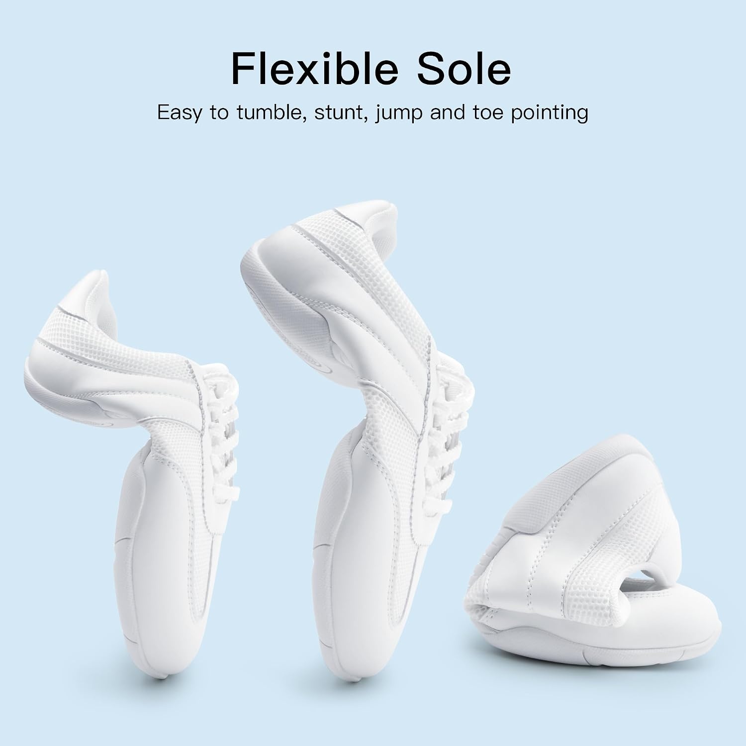 Stelle Cheer Shoes Women Leather Cheerleading Dance Sneakers | Lightweight Athletic Training Tennis Shoes for Youth and Women – Supportive Sole for Cheer Competition and Practice(White-mesh)
