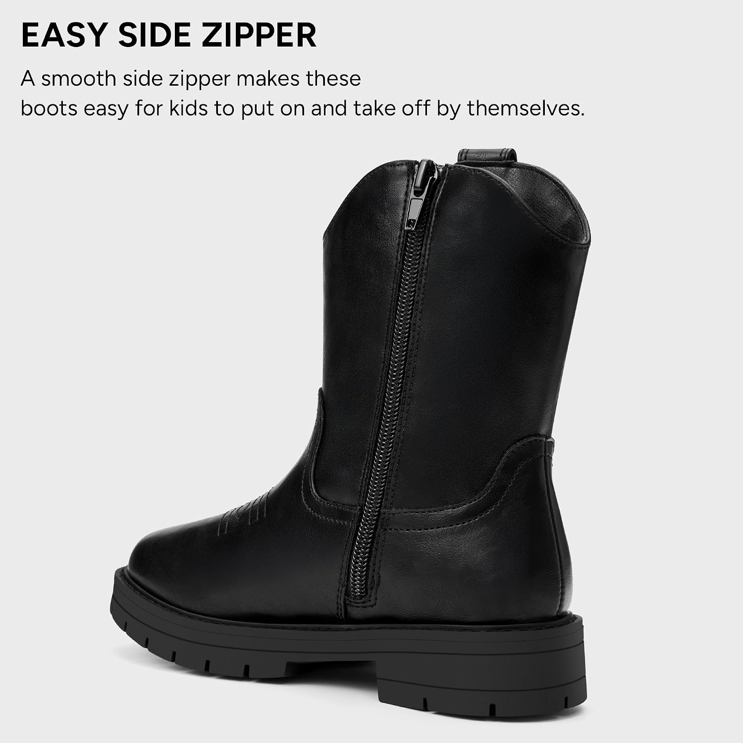 Stelle Kids Cowboy Boots Toddler Girls Boys Western Boots(Black)