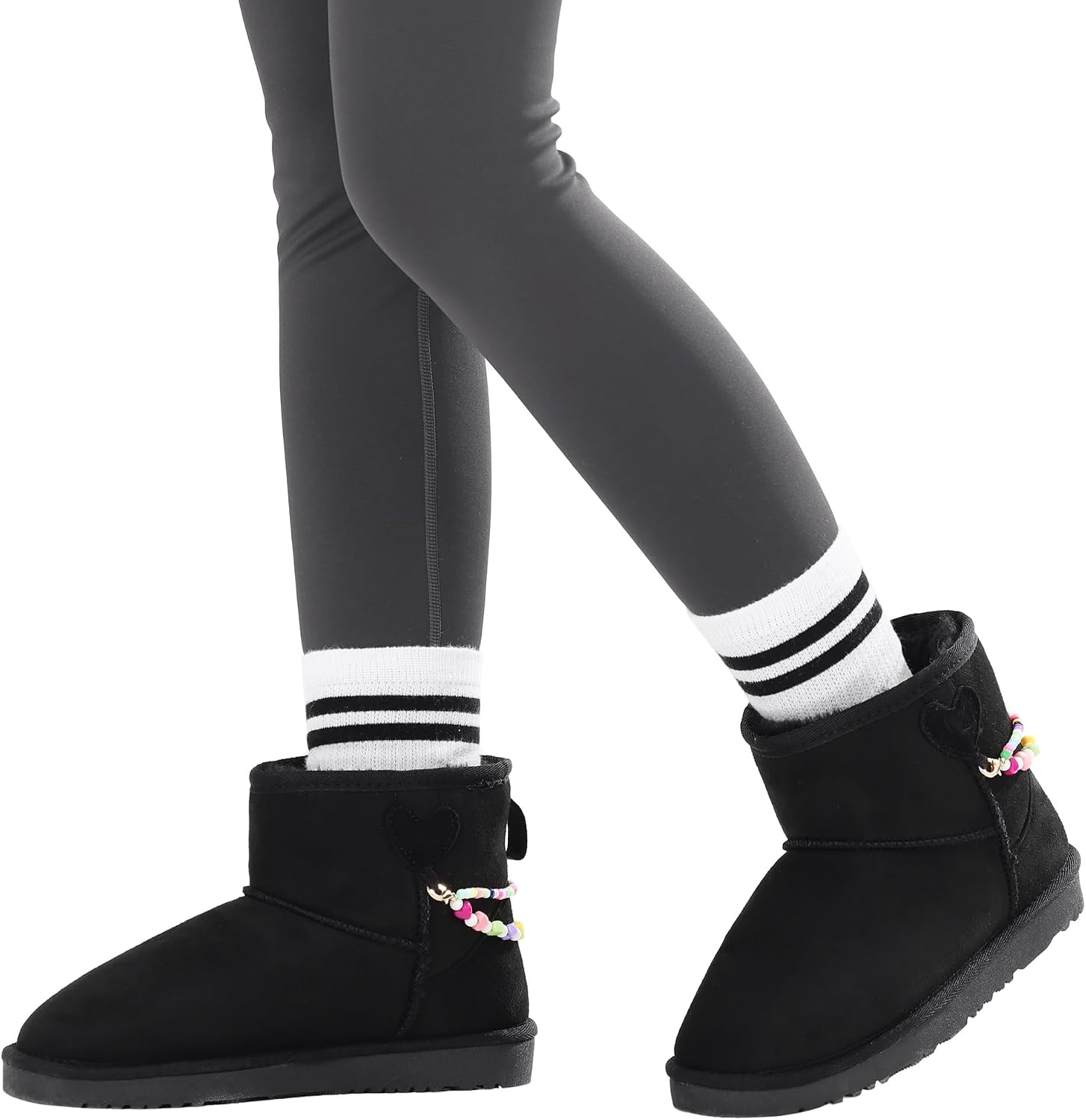 Stelle Girls Snow Boots Warm Winter Boots for Toddlers/Little/Big Kids(Black)