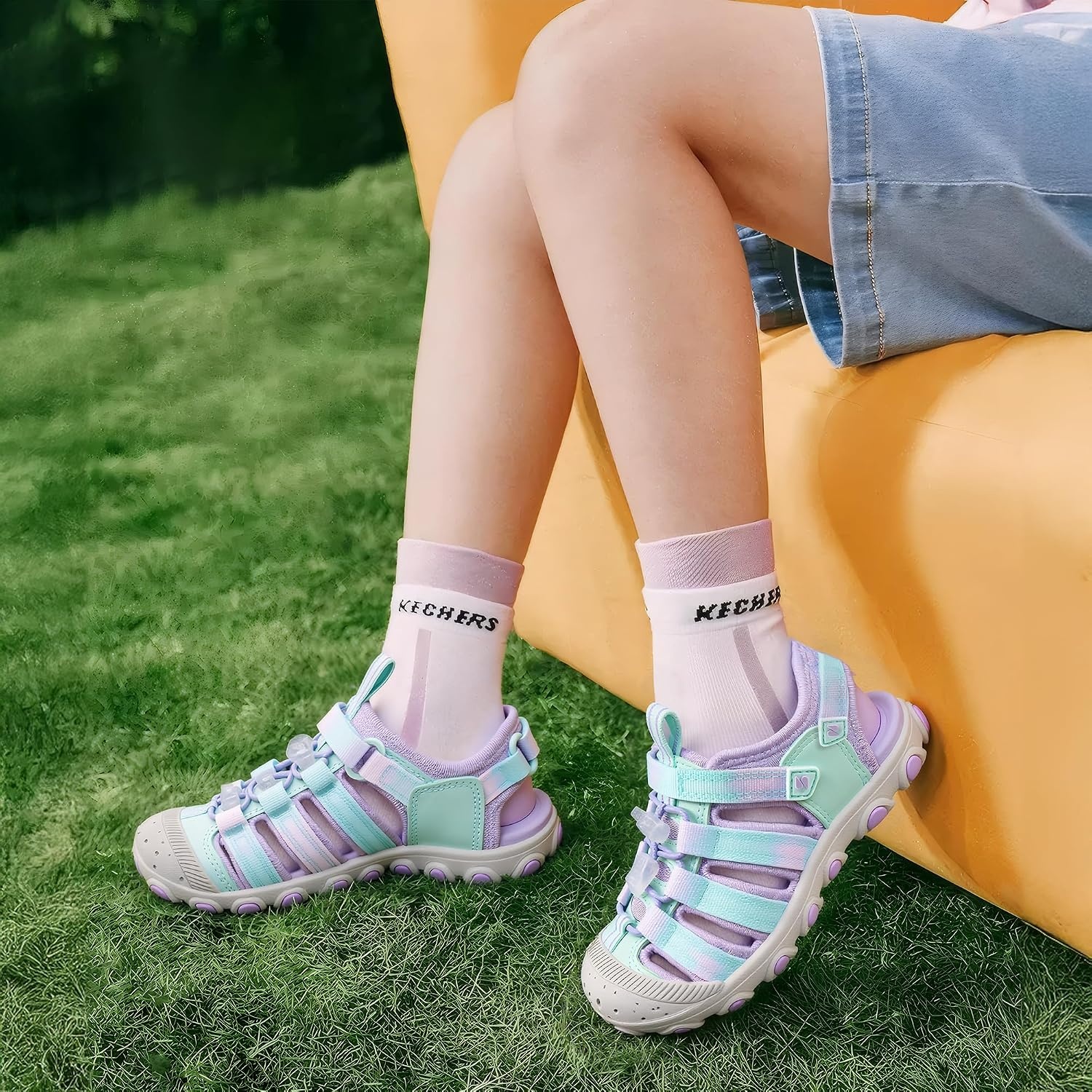 Stelle Girls Closed-Toe Water Hiking Beach Outdoor Sport Sandals(Lilac Mint)