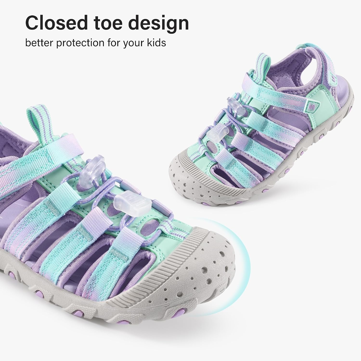 Stelle Girls Closed-Toe Water Hiking Beach Outdoor Sport Sandals(Lilac Mint)