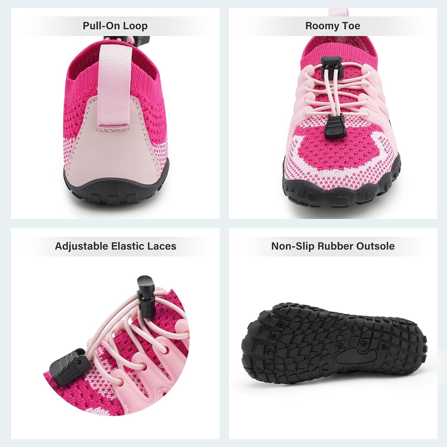 Stelle Water Shoes for Kids Adjustable Laces(Strawberry Milkshake)