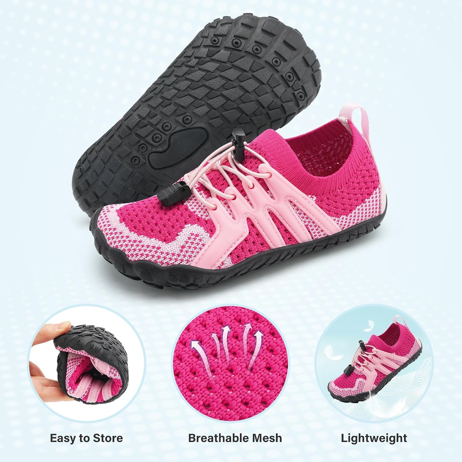Stelle Water Shoes for Kids Adjustable Laces(Strawberry Milkshake)