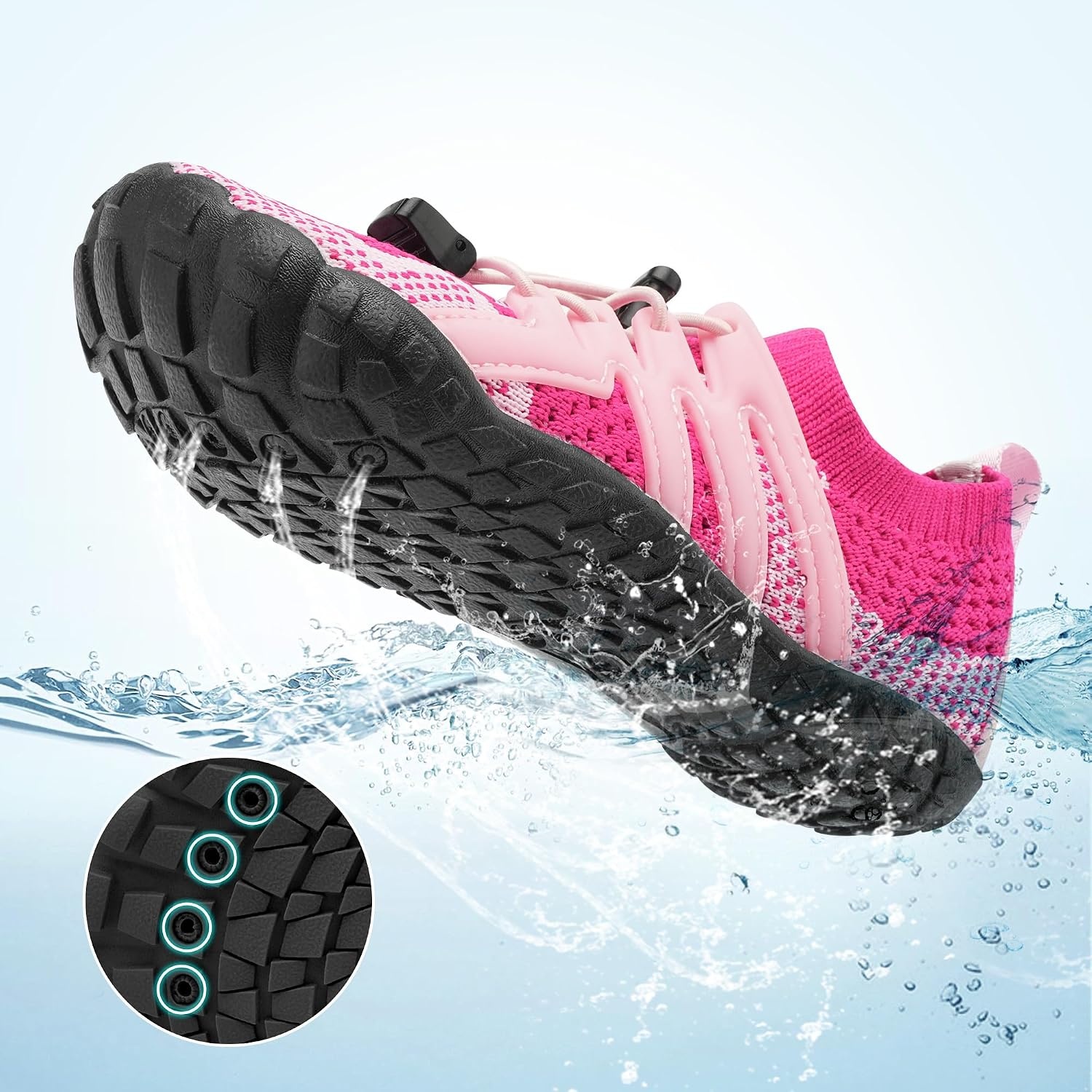 Stelle Water Shoes for Kids Adjustable Laces(Strawberry Milkshake)