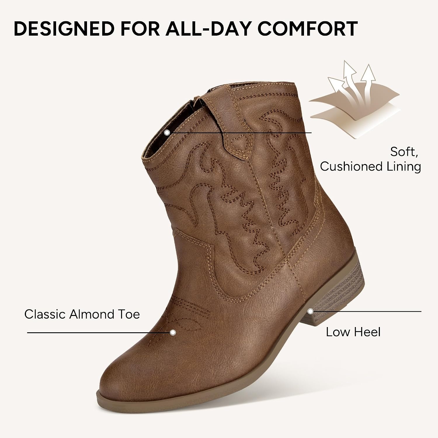 Stelle Girls Glitter Cowgirl Boots Toddler Kids Cowboy Boots(Hazelnut)