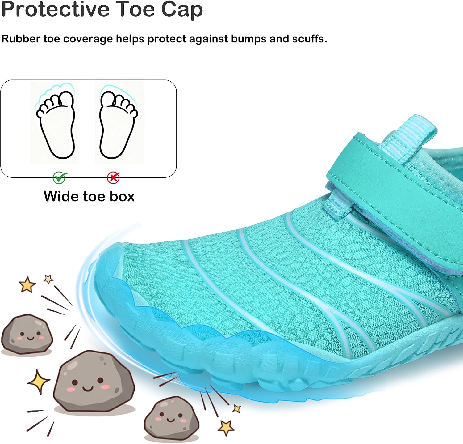 Stelle Water Shoes for Kids Wide Toe Box Barefoot(Aqua)