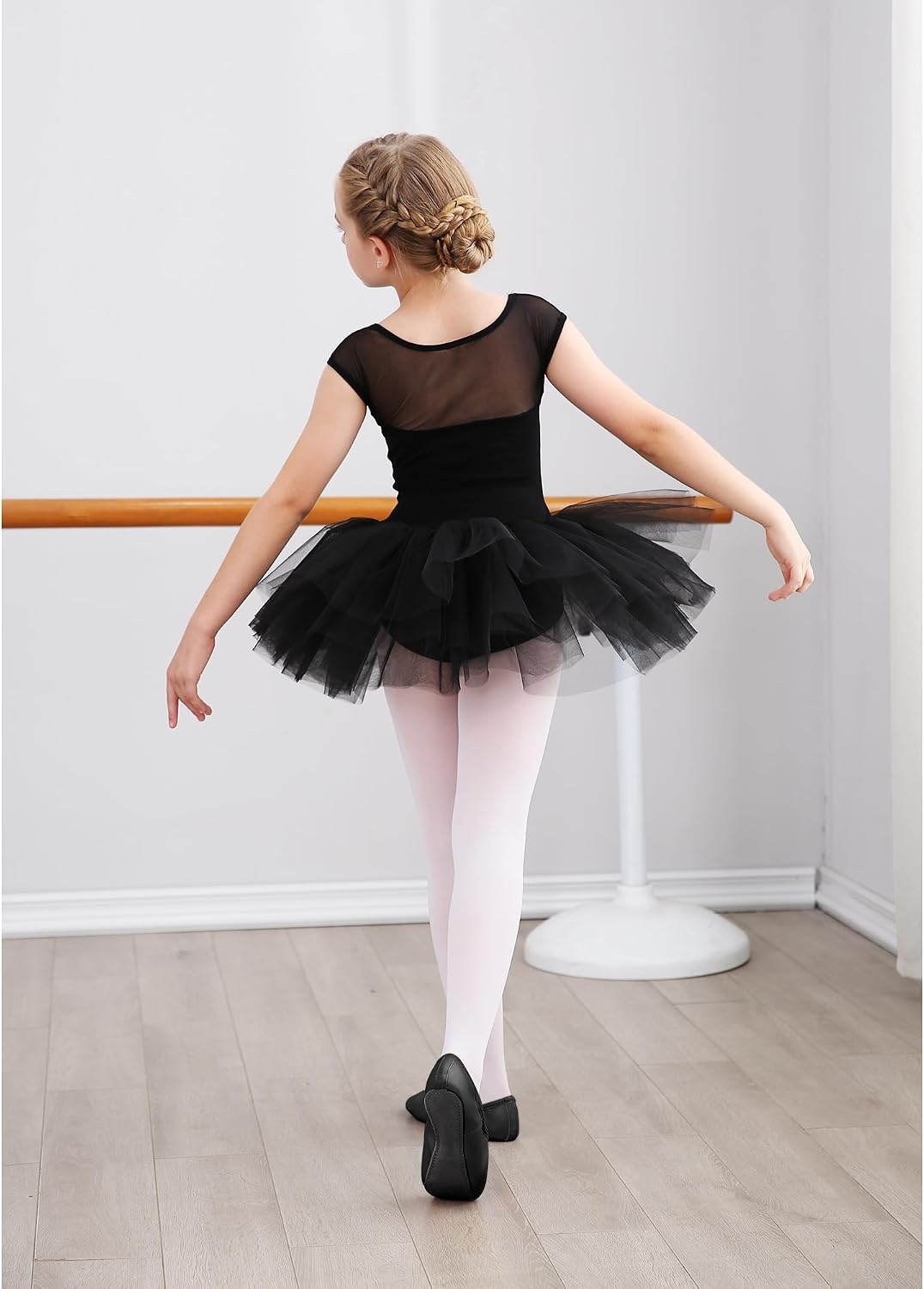 Stelle Ballet Shoes for Girls Soft Leather Dance Slippers Ballerina Shoes(Black)