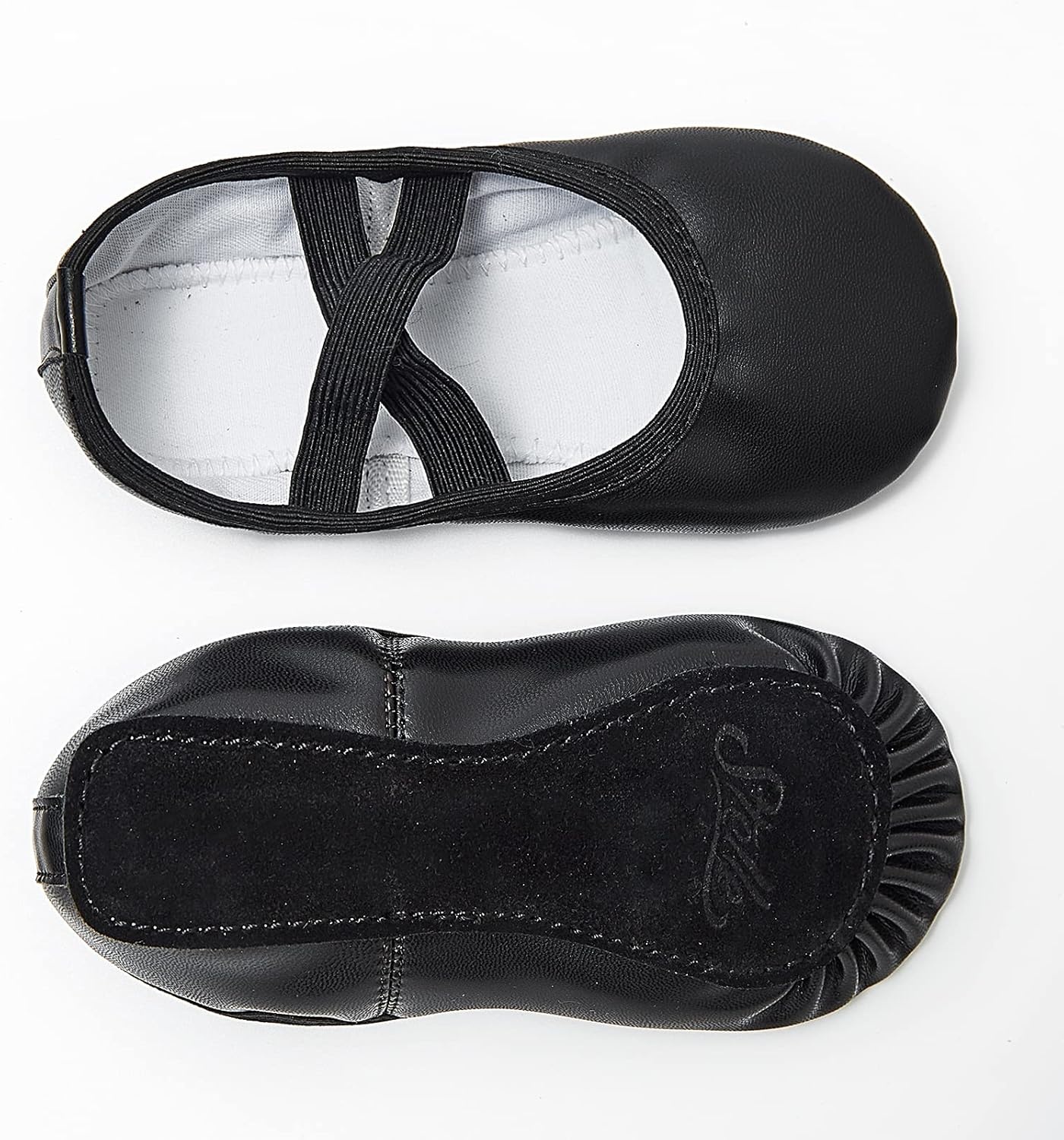 Stelle Ballet Shoes for Girls Soft Leather Dance Slippers Ballerina Shoes(Black)