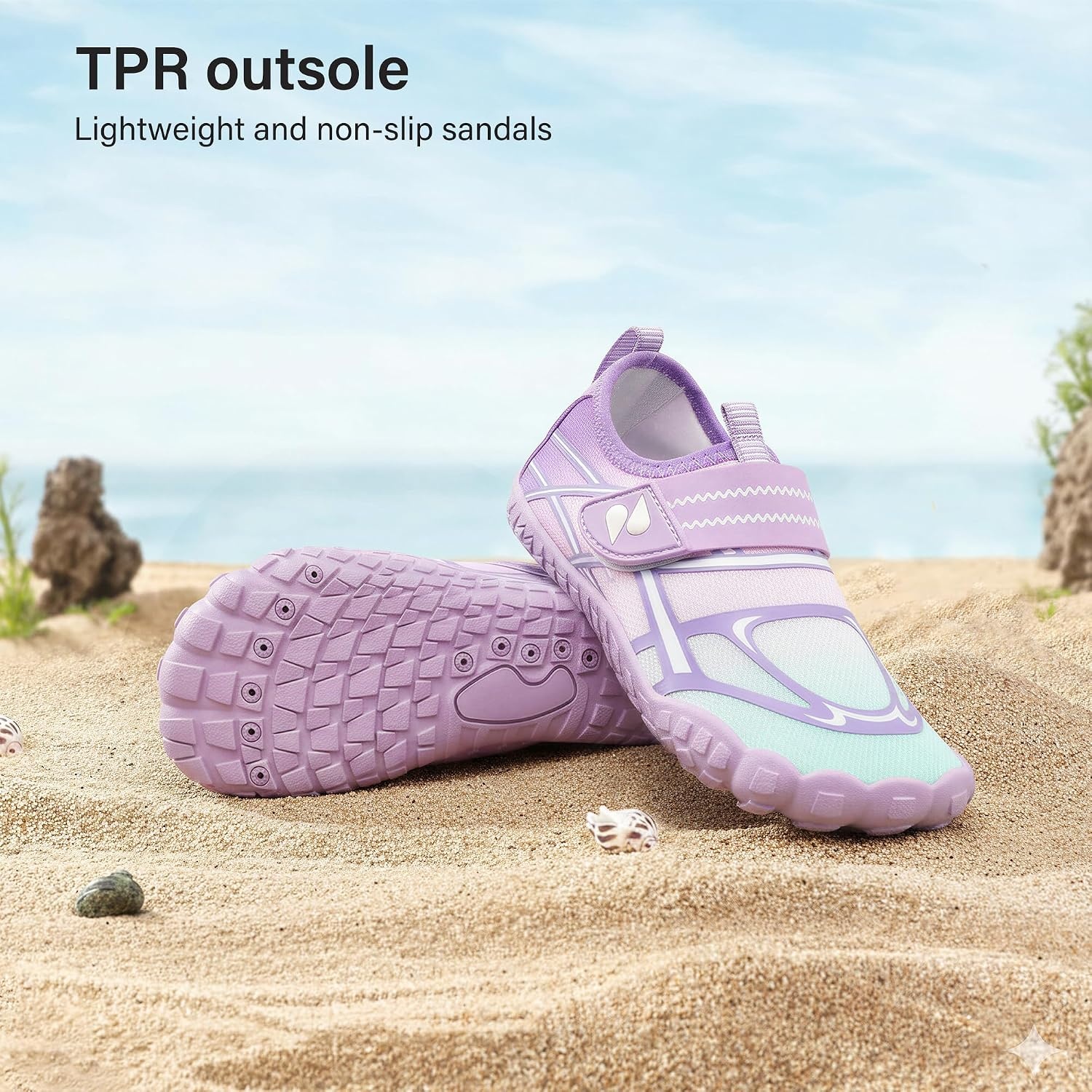Stelle Kids Water Shoes Wide Toe Box Quick Dry Barefoot(Lilac Mint)