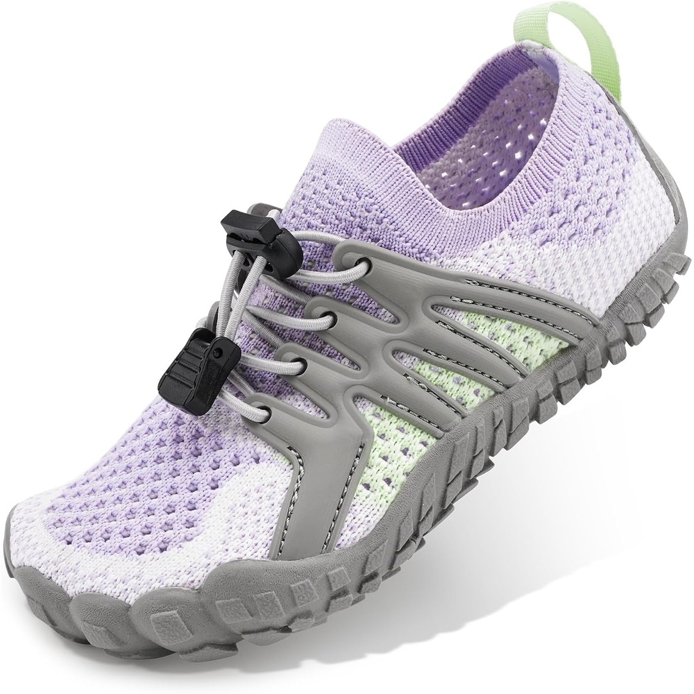 Stelle Water Shoes for Kids Adjustable Laces | Quick Dry Barefoot Non-Slip Shoes with a Roomy Toe Box for Boys and Girls,Beach,Hiking,Toddler to Big Kid(Light Purple)