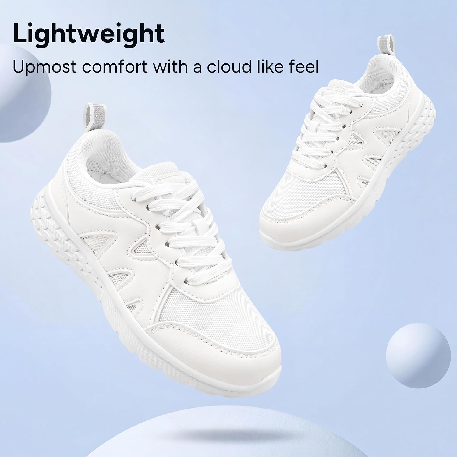 Stelle Girls Tennis Shoes with DIY Charms Kids Sneakers Lightweight Non-Slip Athletic Running Volleyball School Shoes for Gym and Casual(White)