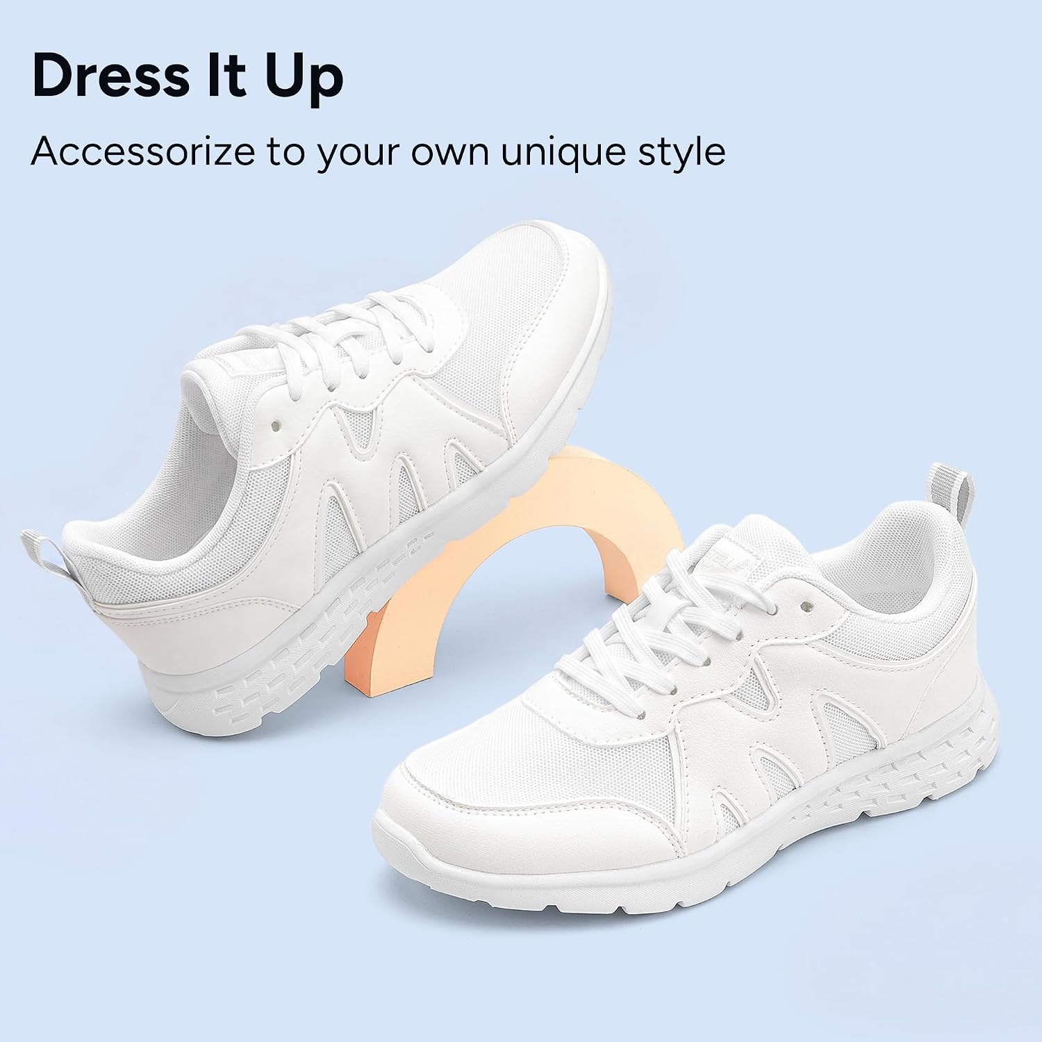 Stelle Girls Tennis Shoes with DIY Charms Kids Sneakers Lightweight Non-Slip Athletic Running Volleyball School Shoes for Gym and Casual(White)
