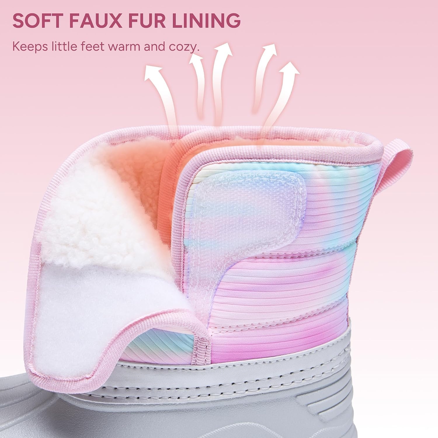 Stelle Girls Snow Boots Waterproof Easy-On Non-Slip Winter Boots(Rainbow)