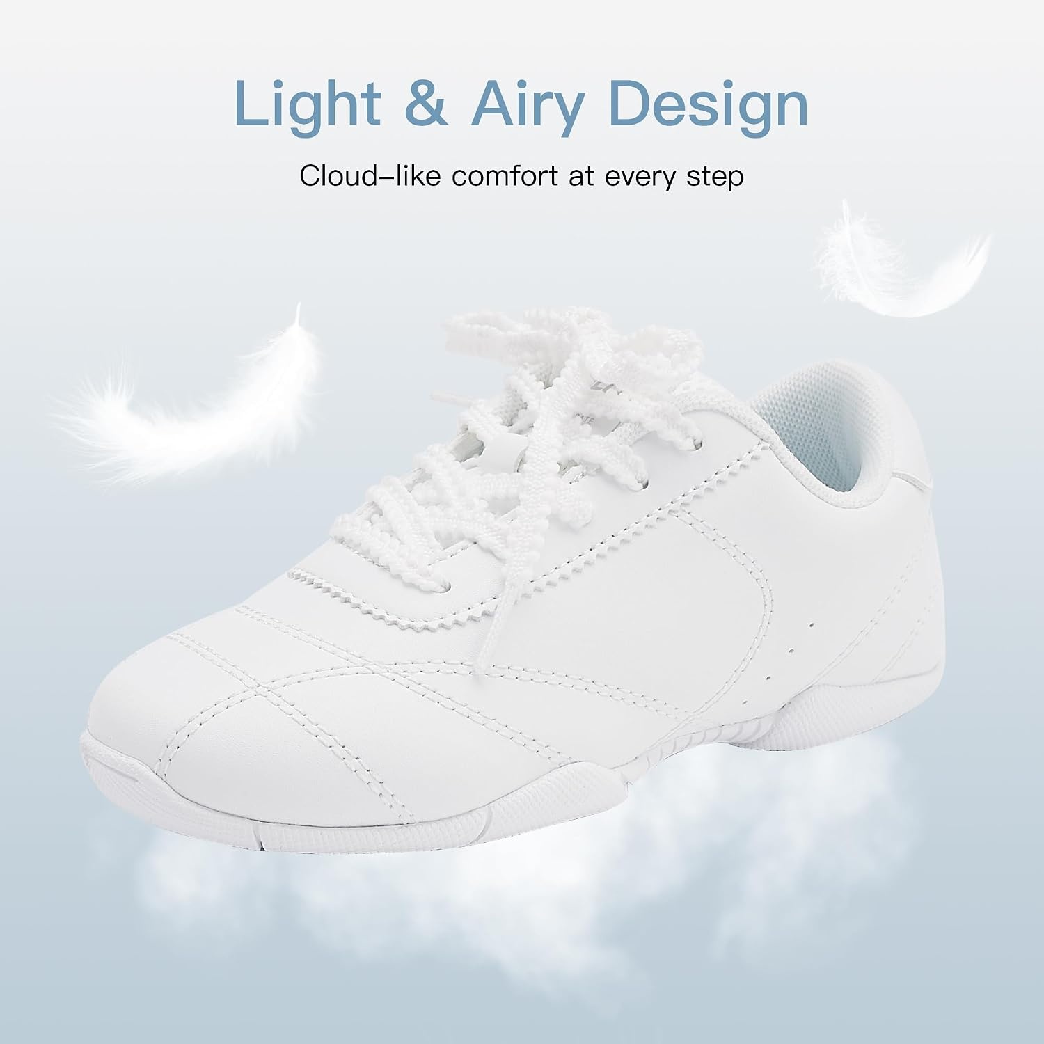 Stelle Cheer Shoes Girls Leather Dance Sneakers(White)
