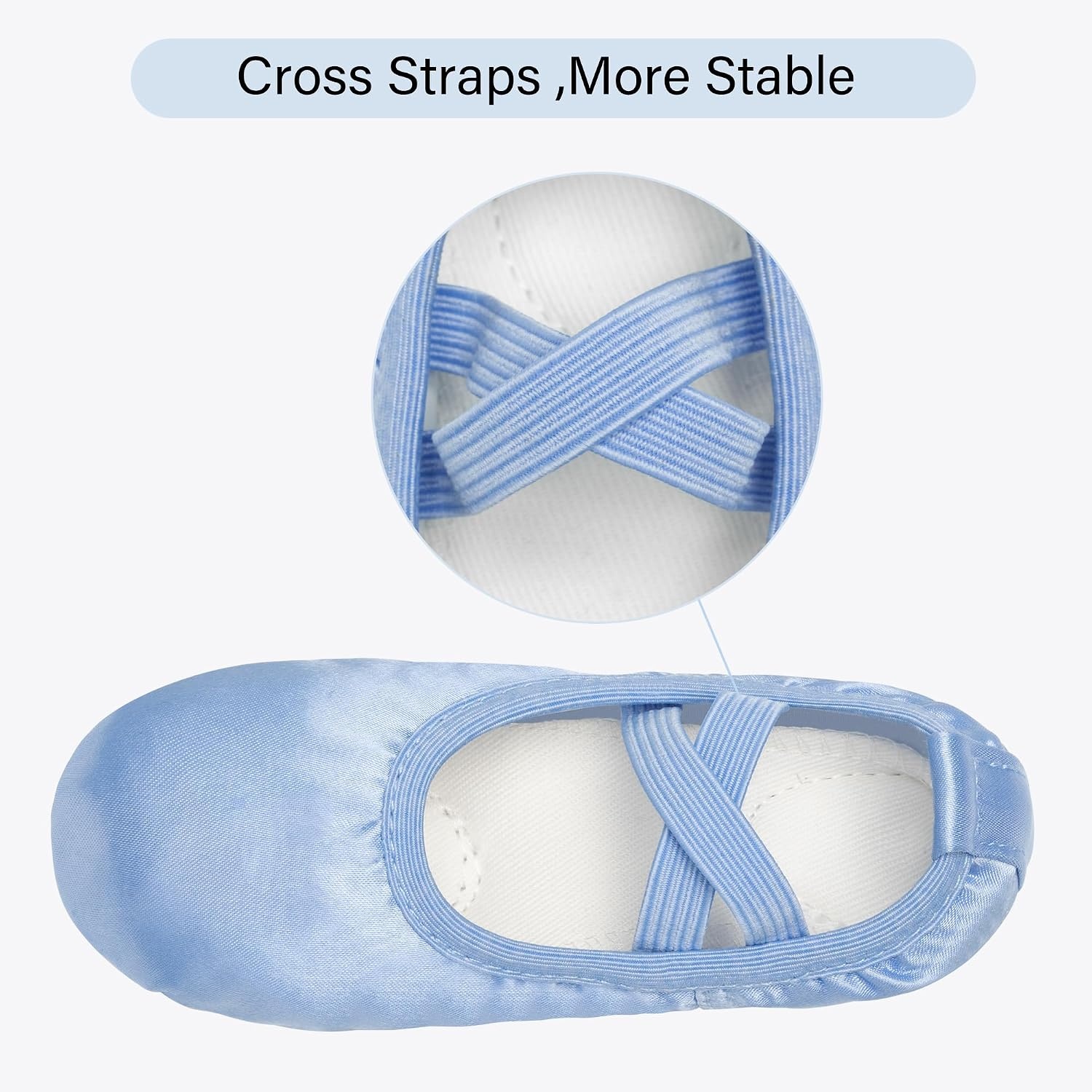Stelle Ballet Shoes for Girls Satin Ballerina Shoes Ribbons Elastic Straps(Pale Blue(no Ribbon))