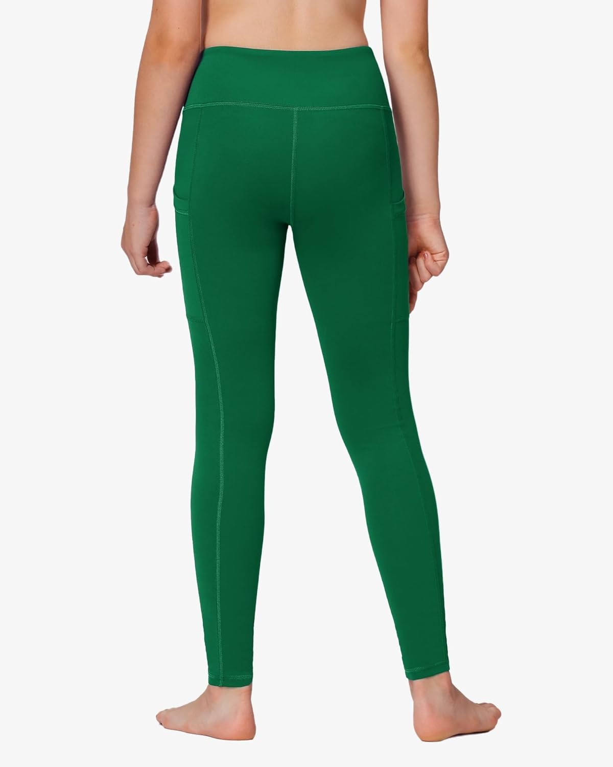 Stelle Girls’ Athletic Leggings Kids Dance Running Yoga Pants Workout Active Dance Tights with Pockets(Evergreen(2 Side Pocket))