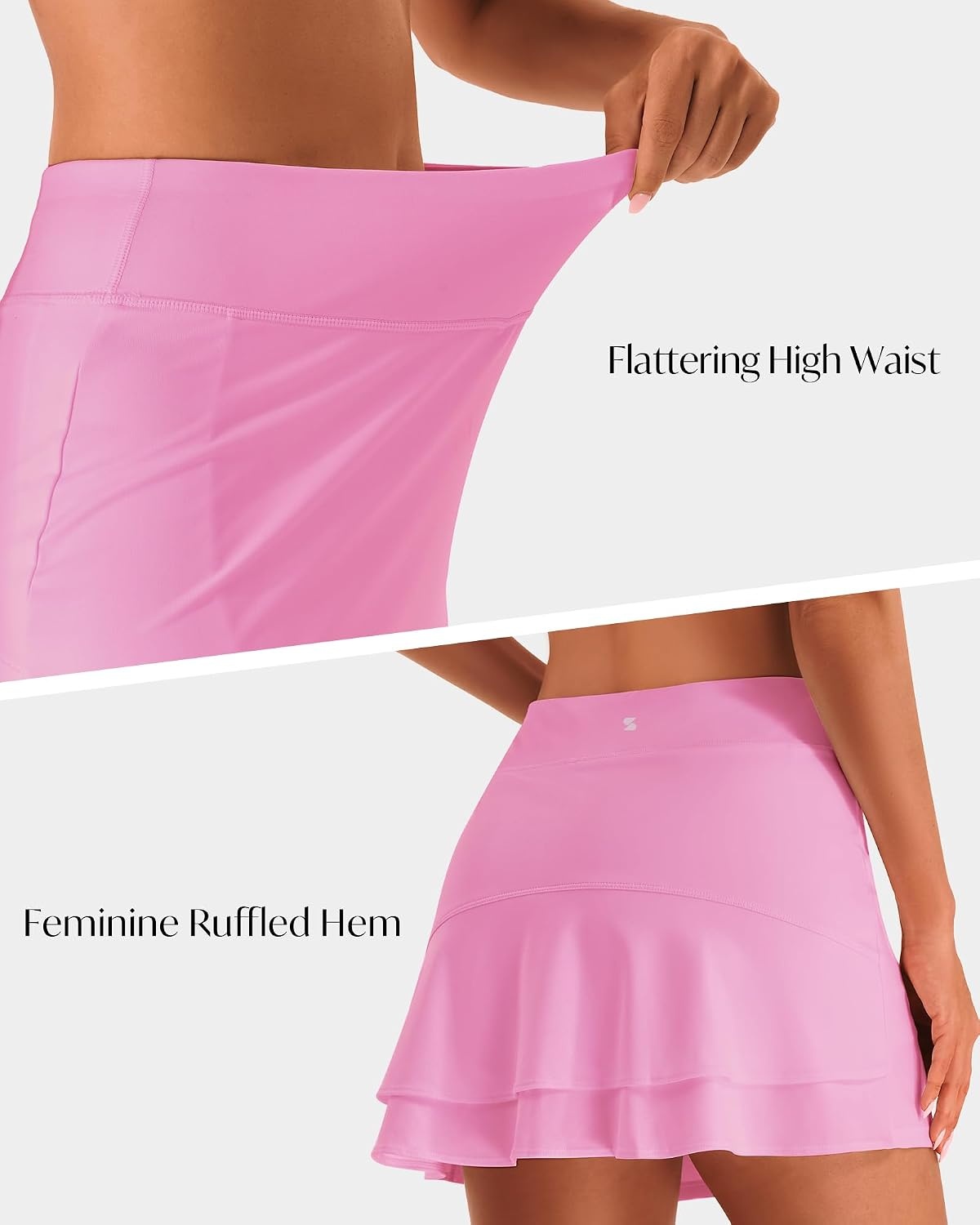 Stelle Tennis Skirts for Women Ruffle Athletic Golf Skorts with Pocket(Cotton Candy)