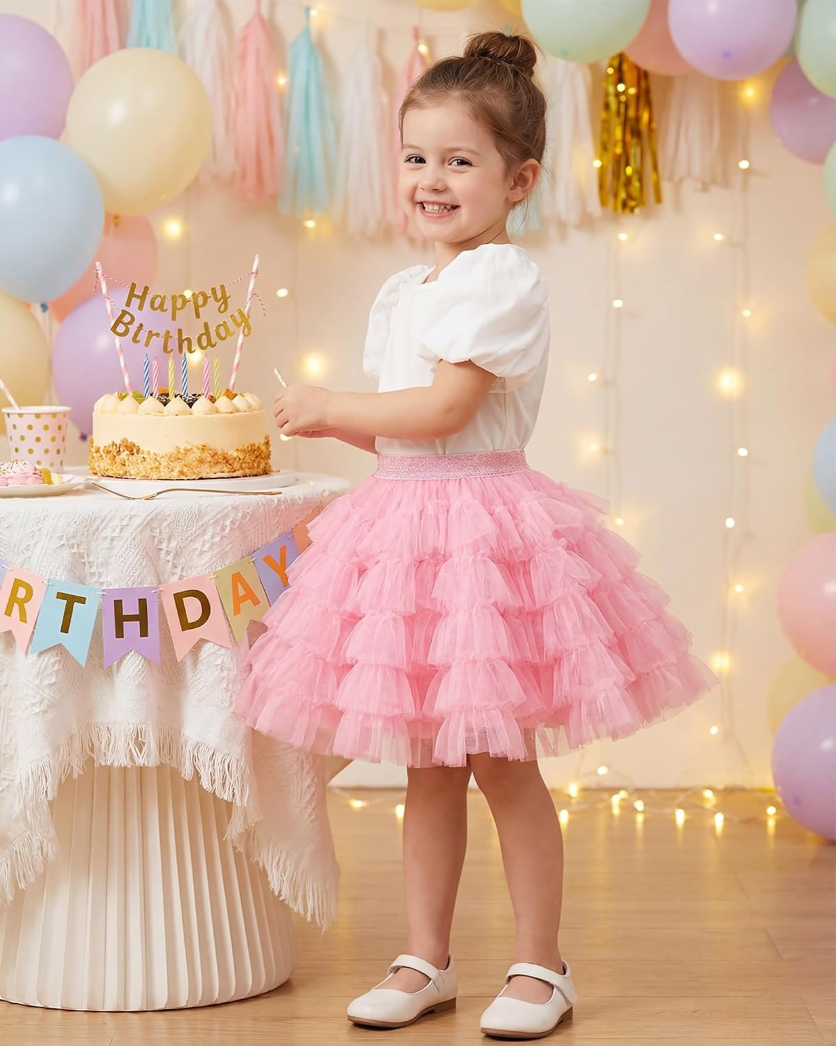 Stelle Toddler Girls Tutu Skirt Kids Layered Tulle Ballet Dance Skirt | Girls tutu skirt, Metallic Waist, 5 Layered Tutus, Soft Stretch Fabric, Princess Skirt, Daily, Dance, Costume, Performance(Pink)