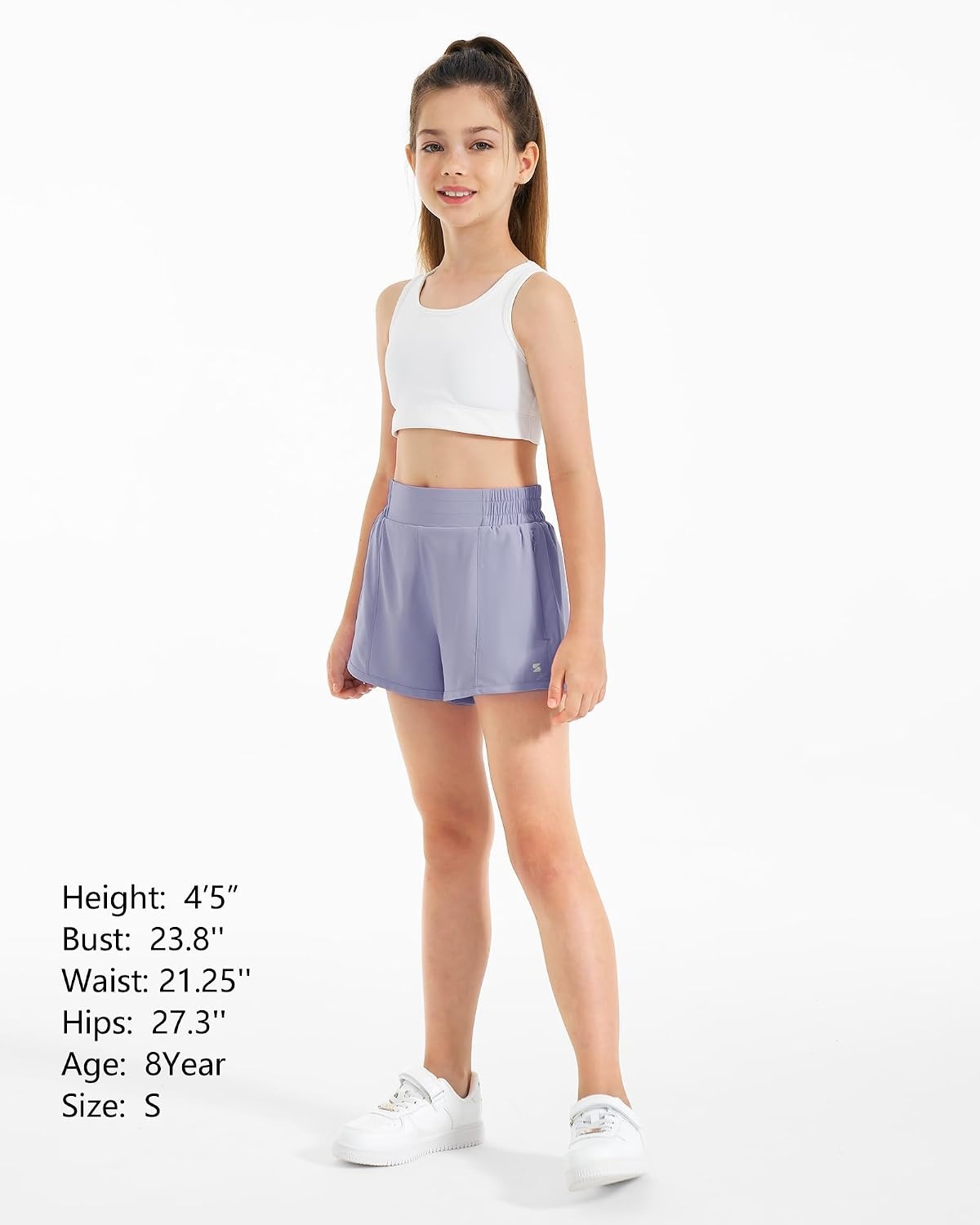 Stelle Girls 2-in-1 Athletic Shorts with Zipper Pockets for Running Sports(Purple Haze)