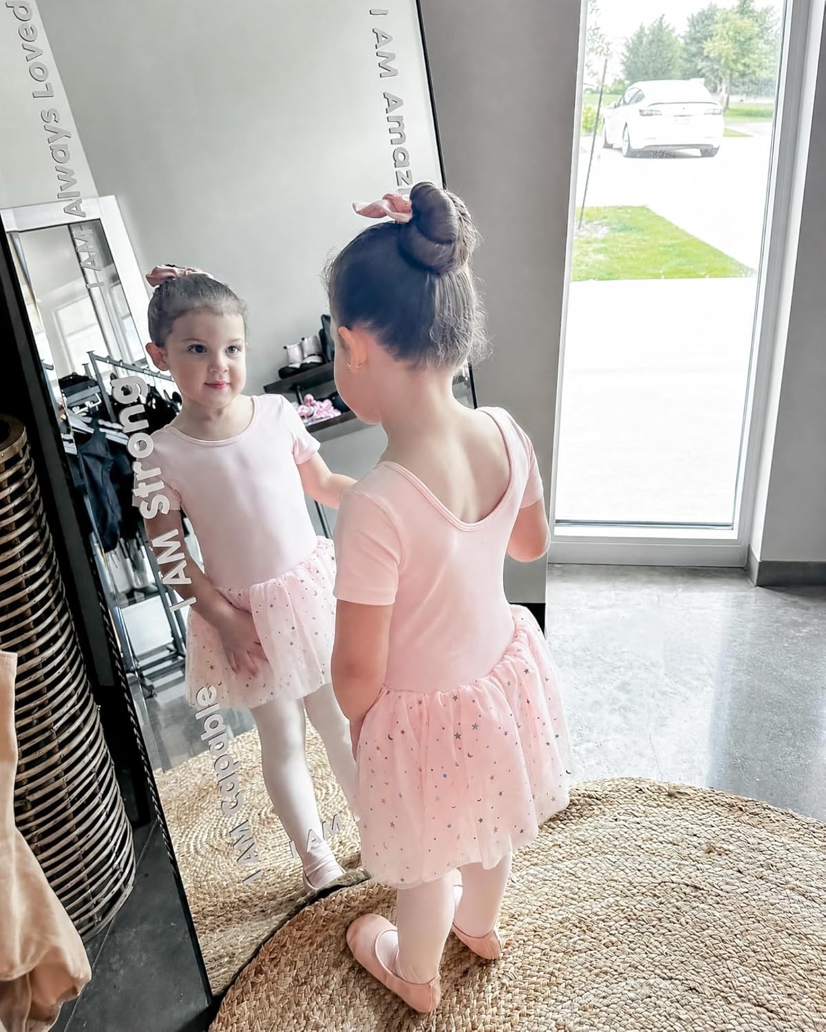 Stelle Girls Dance Leotards with Sequin Tutu Dress Ballet Leotards Gymnastic Ballerina Costume Toddler Ballet Outfit(Ballet Pink)