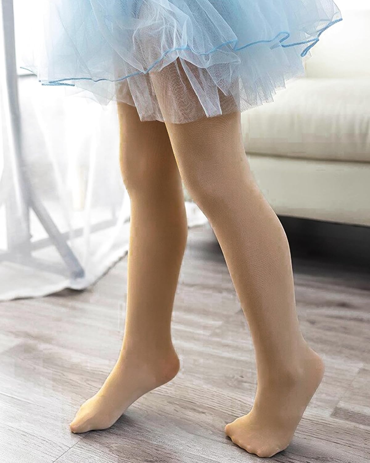 Stelle Girls Ballet Dance Tights Footed for Toddler Kid School Class 2T-15Y(Tan)