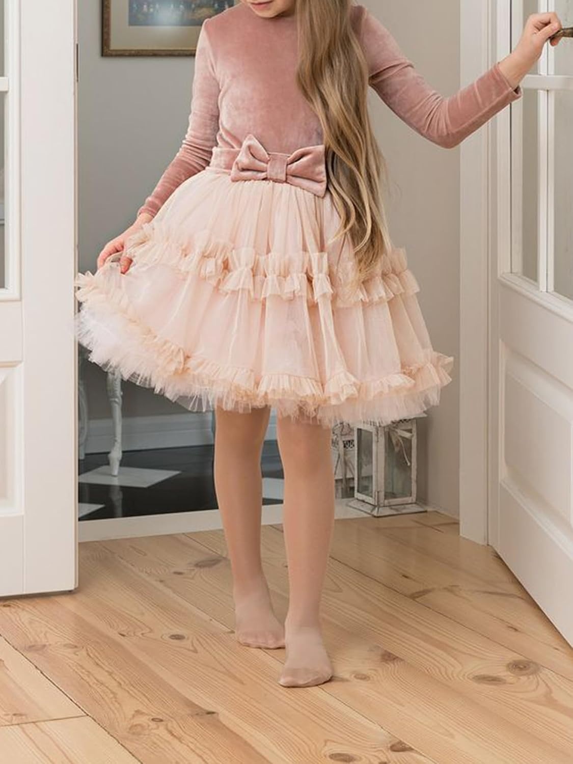 Stelle Girls Ballet Dance Tights Footed for Toddler Kid School Class 2T-15Y(Tan)