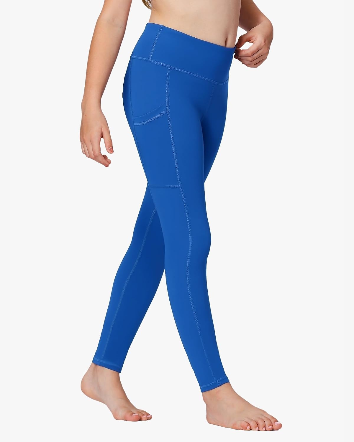 Stelle Girls Leggings with Pockets Kids Dance Yoga Running Athletic Pants(Sapphire)
