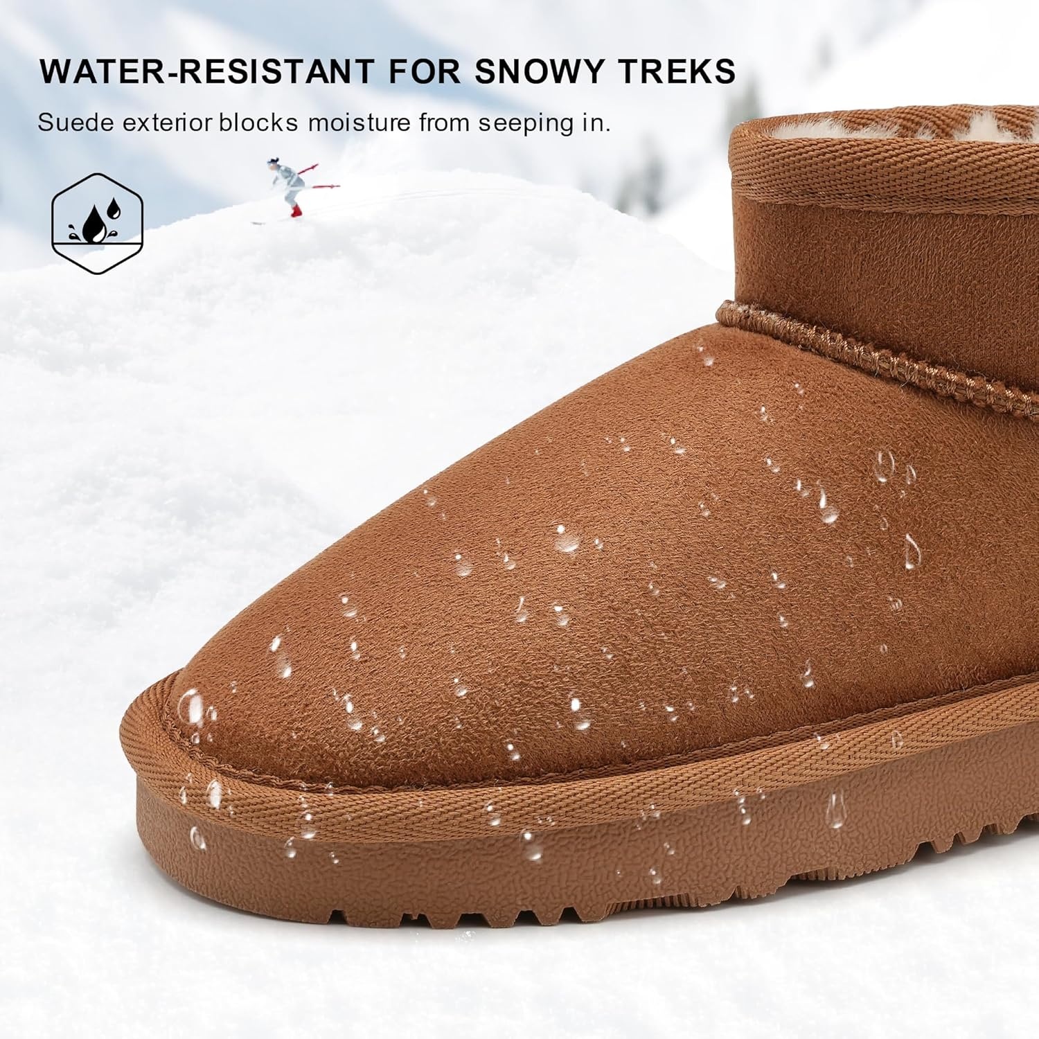 Stelle Kids Snow Boots Girls Boys Winter Ankle Boots Outdoor Warm Slip On Faux Fur Lined Shoes for Toddler/Little/Big Kid(Chestnut)