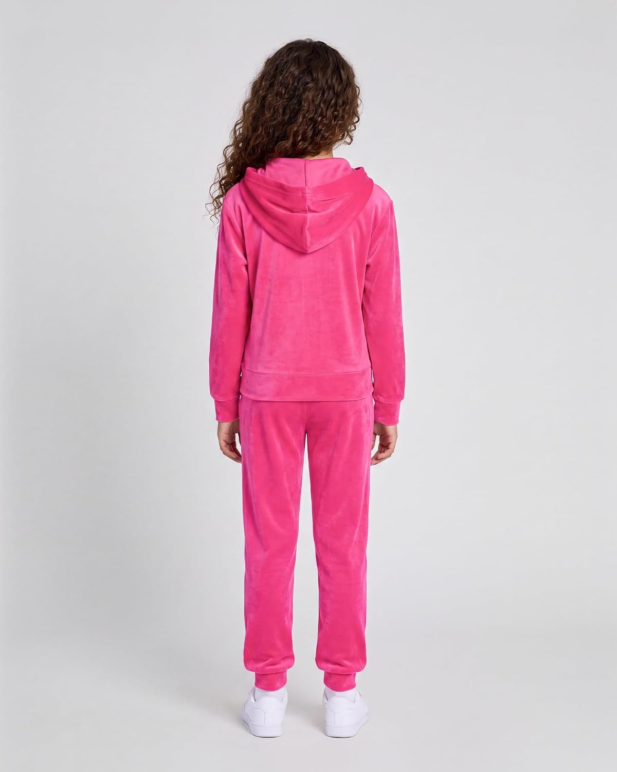 Stelle Girls Velour Tracksuits Zip Up Hoodies Joggers with Pockets 5-15 Y(Hot Pink)