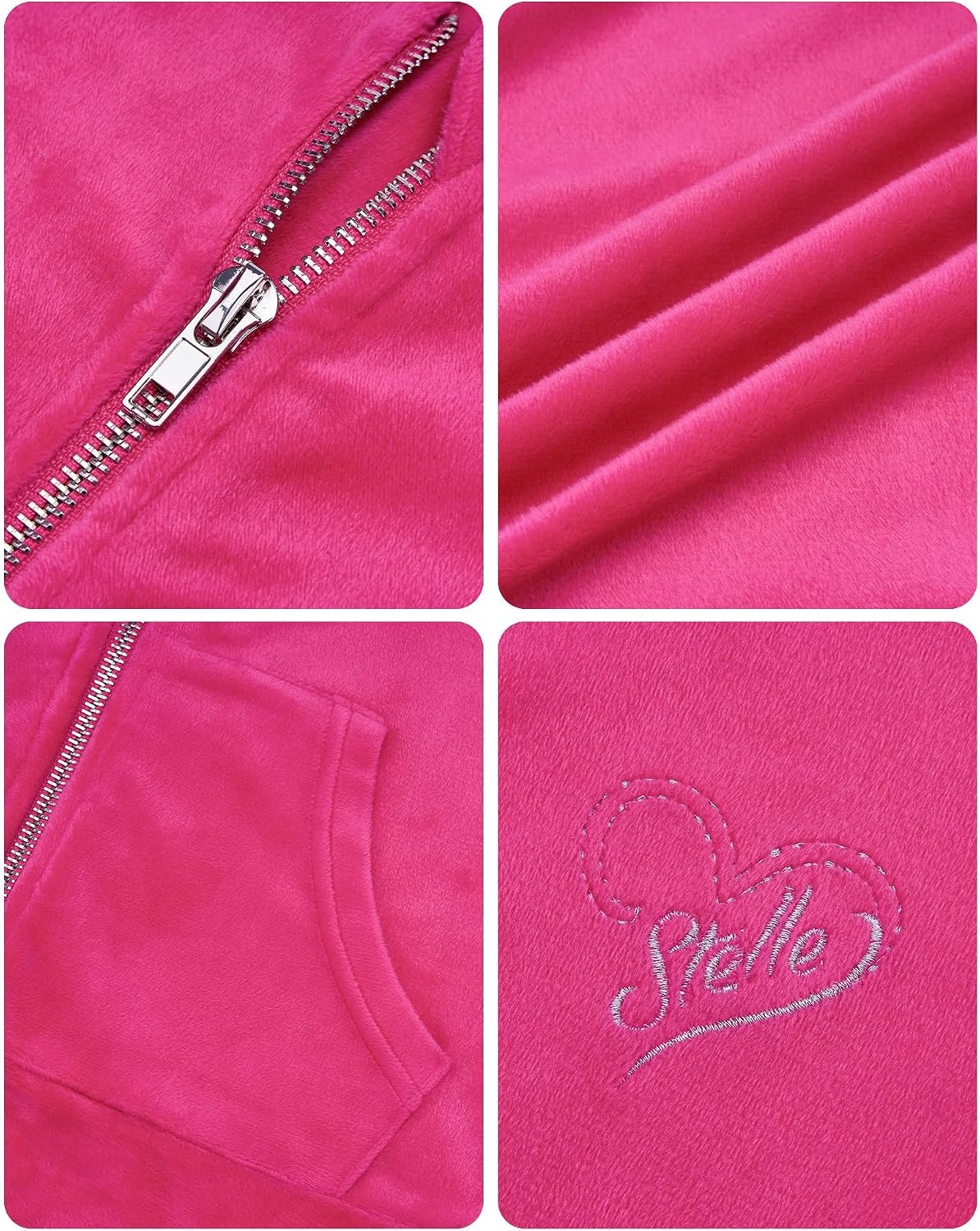 Stelle Girls Velour Tracksuits Zip Up Hoodies Joggers with Pockets 5-15 Y(Hot Pink)