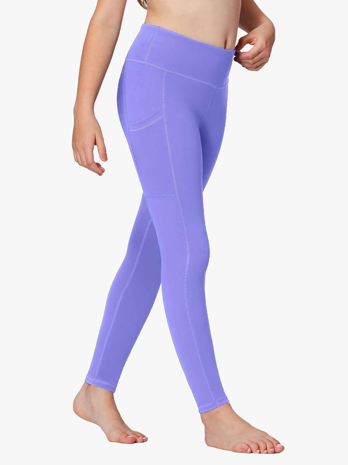 Stelle Girls’ Athletic Leggings Kids Dance Running Yoga Pants Workout Active Dance Tights with Pockets(Periwinkle)