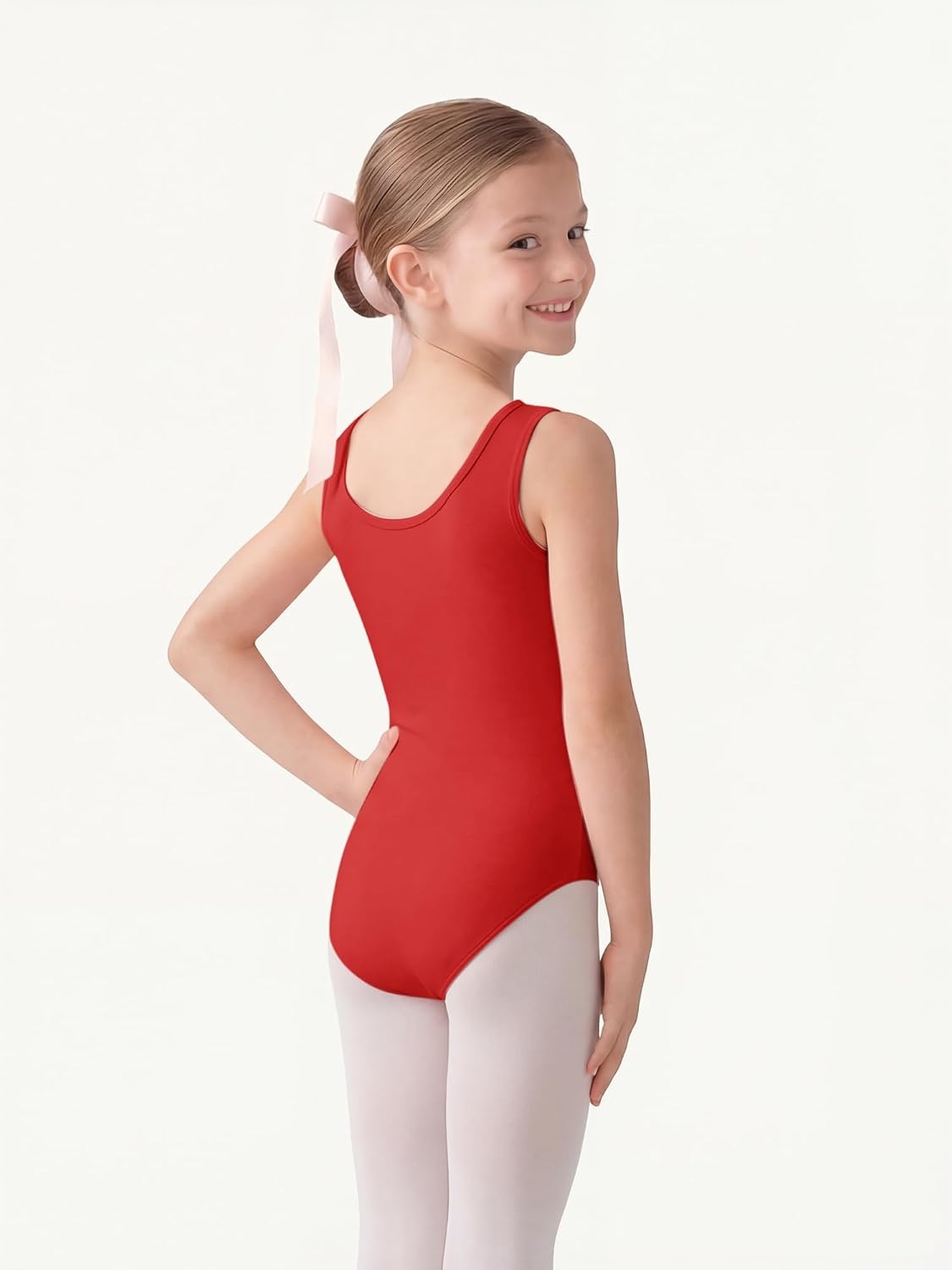 Stelle Leotards for Girls Sleeveless Scoop Neck Dance Ballet Tank Leotard Gymnastics Outfits(Red)