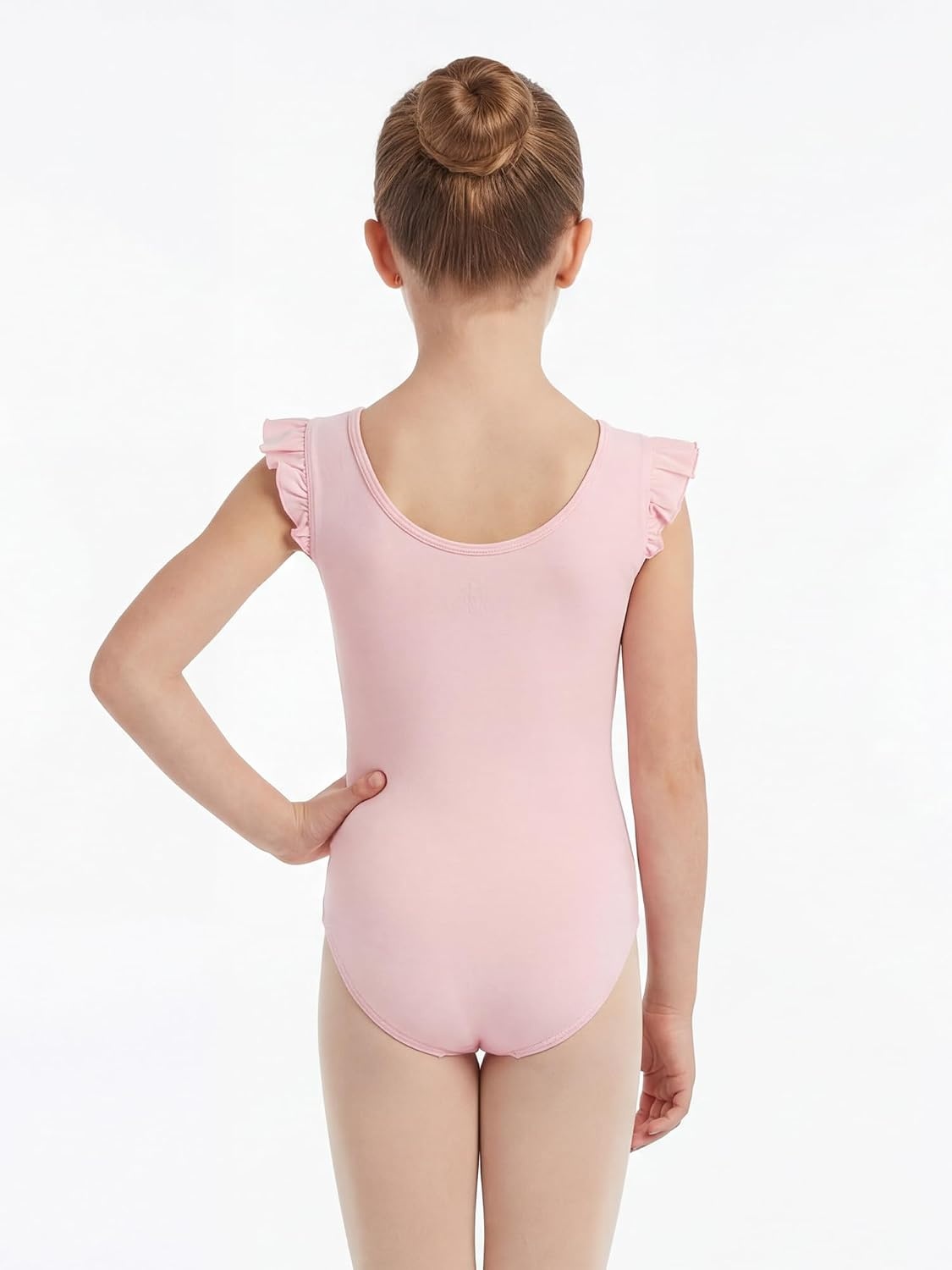 Stelle Leotards for Girls Ballet Dancewear Ruffle Flutter Sleeve Leotard Unitards(Ballet Pink)