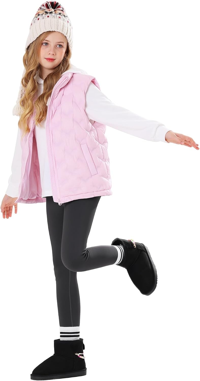 Stelle Girls Winter Boots Warm Fur Lined Snow Boots(Black)