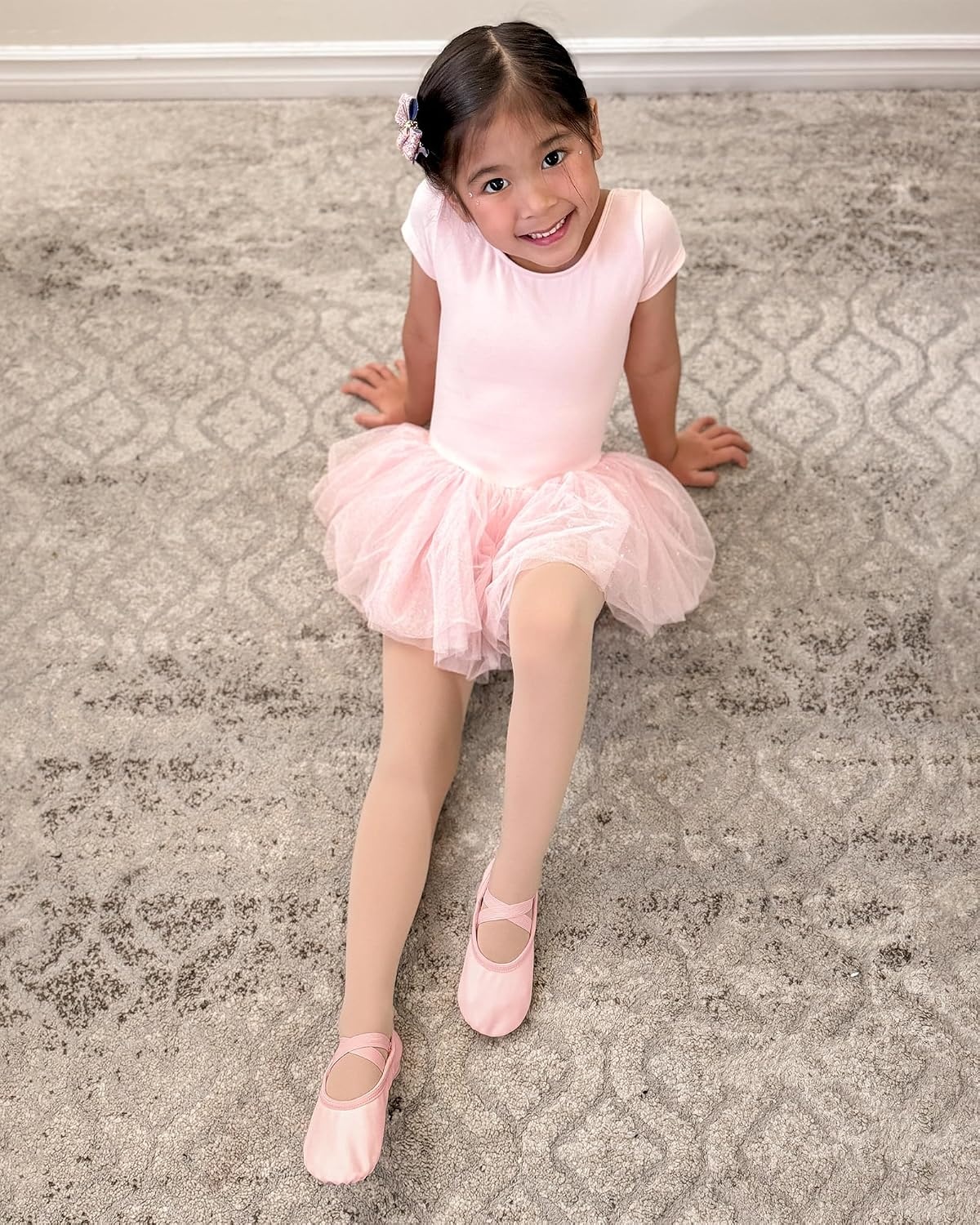 Stelle Toddler Ballet Shoes for Girls Boys PU Leather Lace-Free Dance(Ballet Pink)