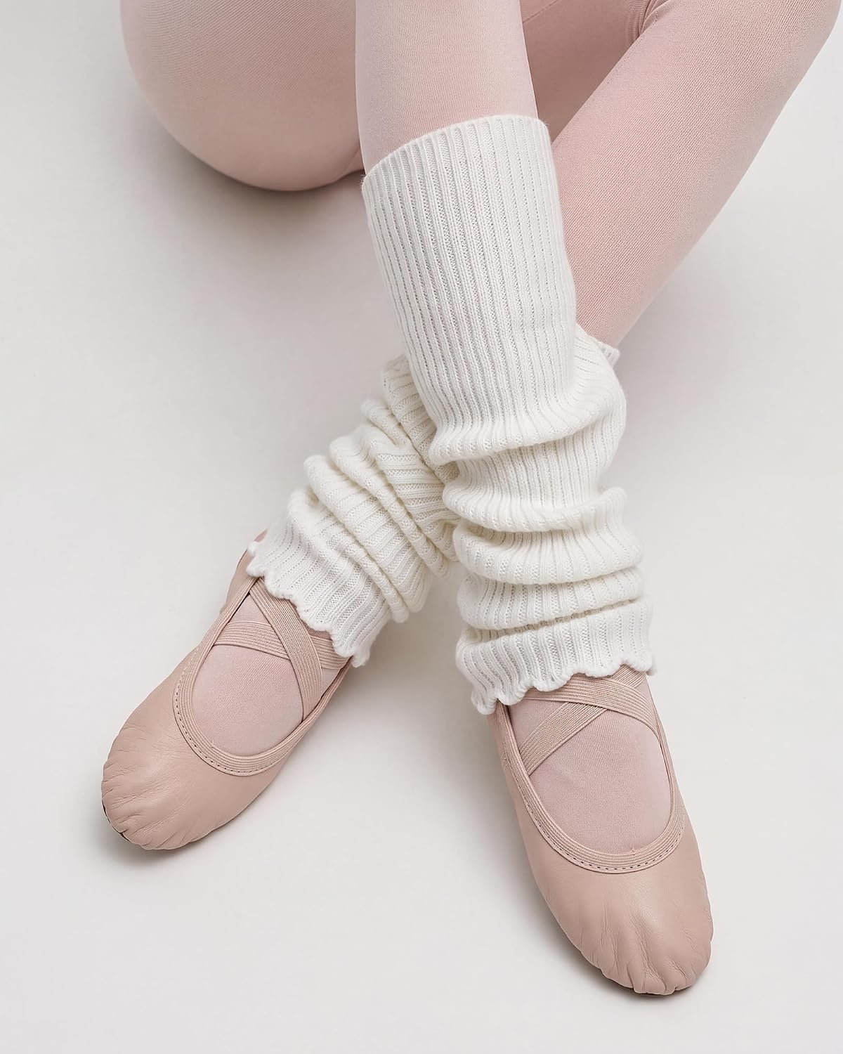 Stelle Girls Ballet Leg Warmers Kids Knit Ruffle Legwarmer Dance Warm-up(Creme)