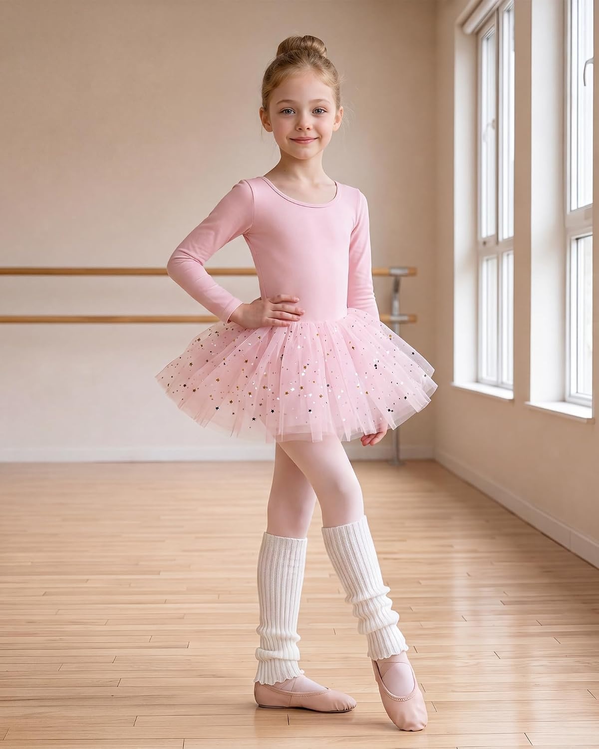 Stelle Girls Ballet Leg Warmers Kids Knit Ruffle Legwarmer Dance Warm-up(Creme)