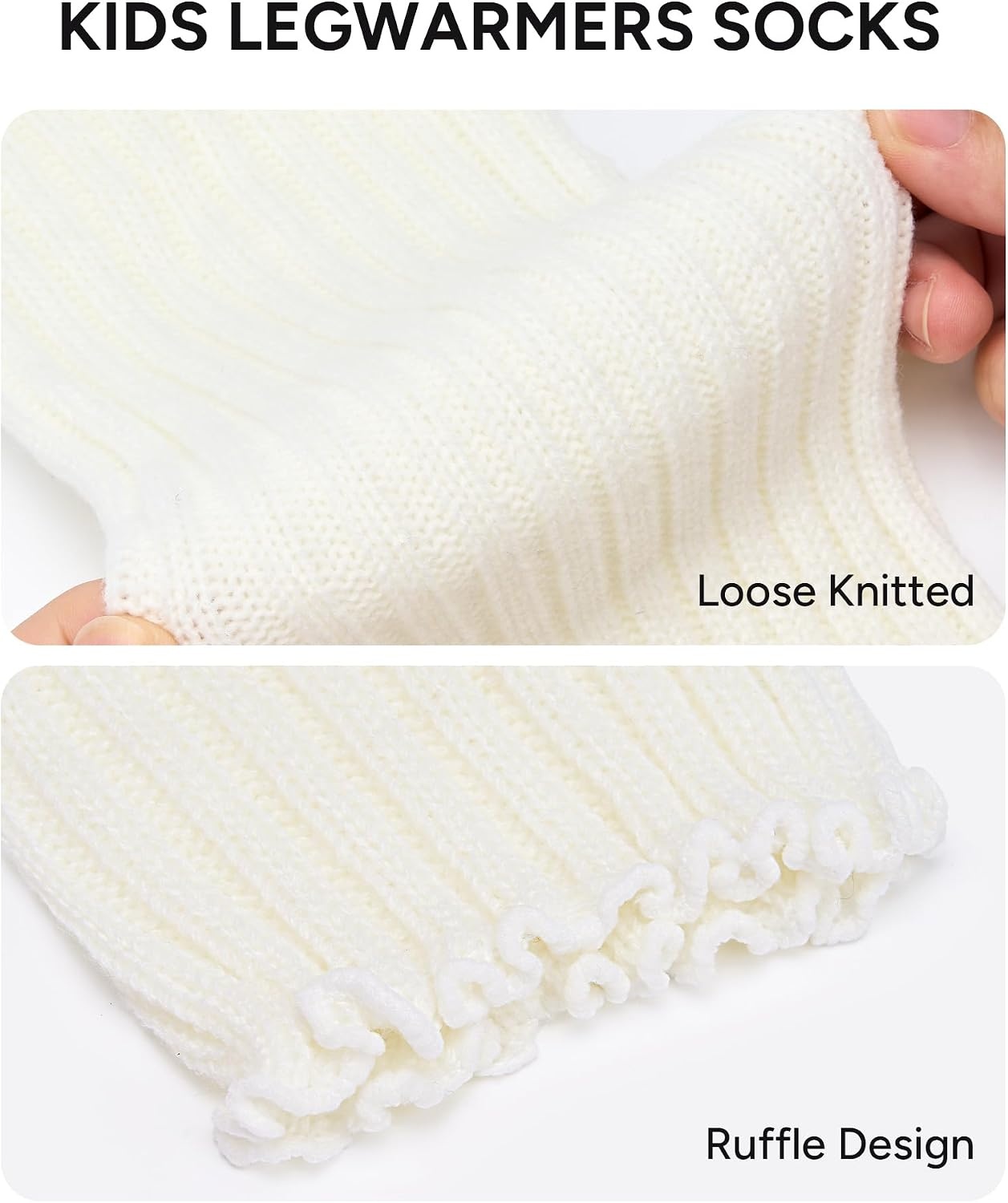 Stelle Girls Ballet Leg Warmers Kids Knit Ruffle Legwarmer Dance Warm-up(Creme)