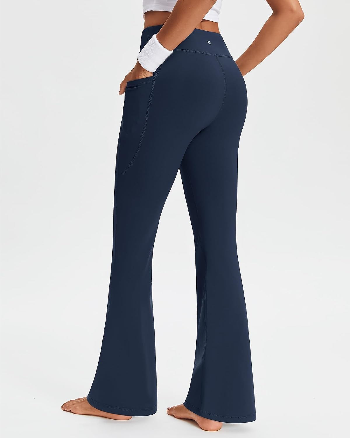 Stelle 29″ 31″ 33″ Fleece Lined High-Waisted Women Yoga Pants with Pockets | Fleece Lined Warmth,4-Way Stretch,High-Rise Tummy Control,Side Pockets,29/31/33-Inch Lengths,For Winter Workouts,Daily Wear(Navy)