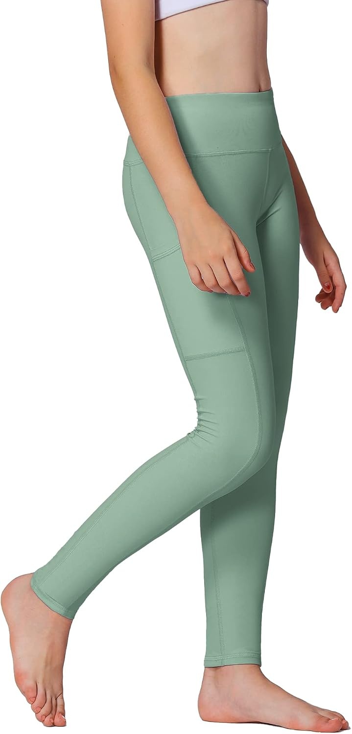 Stelle Girls Leggings with Pockets Kids Dance Yoga Running Athletic Pants(Jade Green)