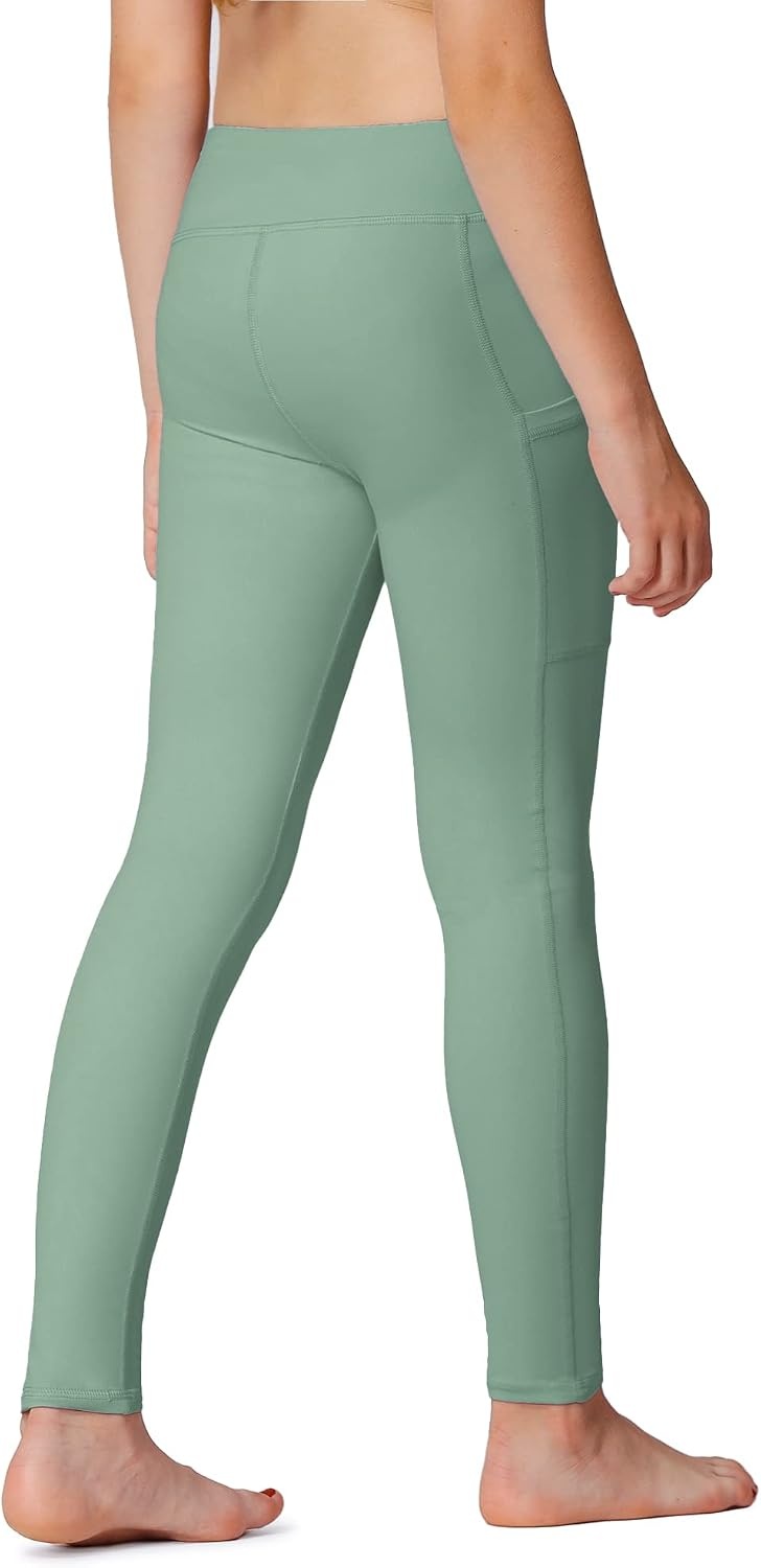 Stelle Girls Leggings with Pockets Kids Dance Yoga Running Athletic Pants(Jade Green)
