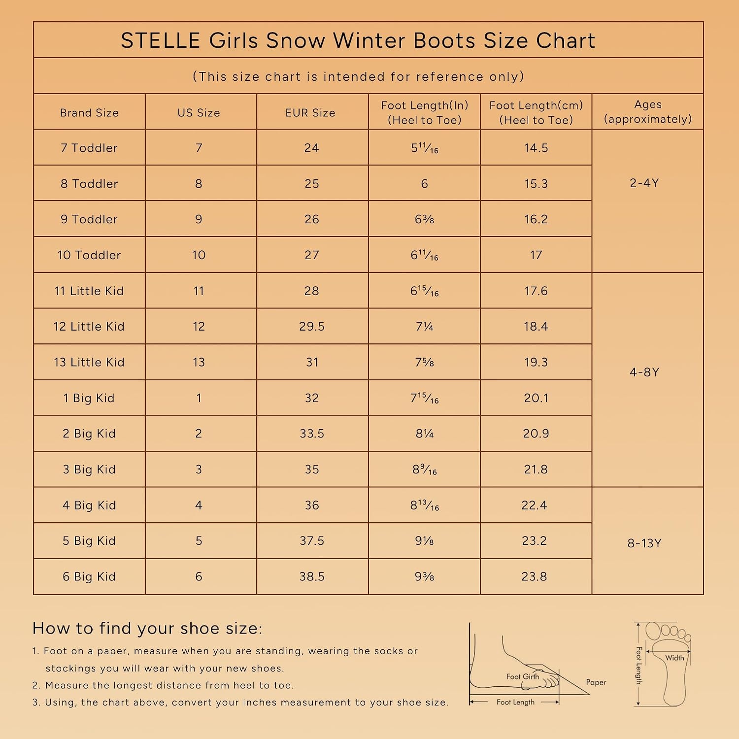 Stelle Girls Winter Boots Faux Fur Lined Fold-Down Collar(Chestnut)