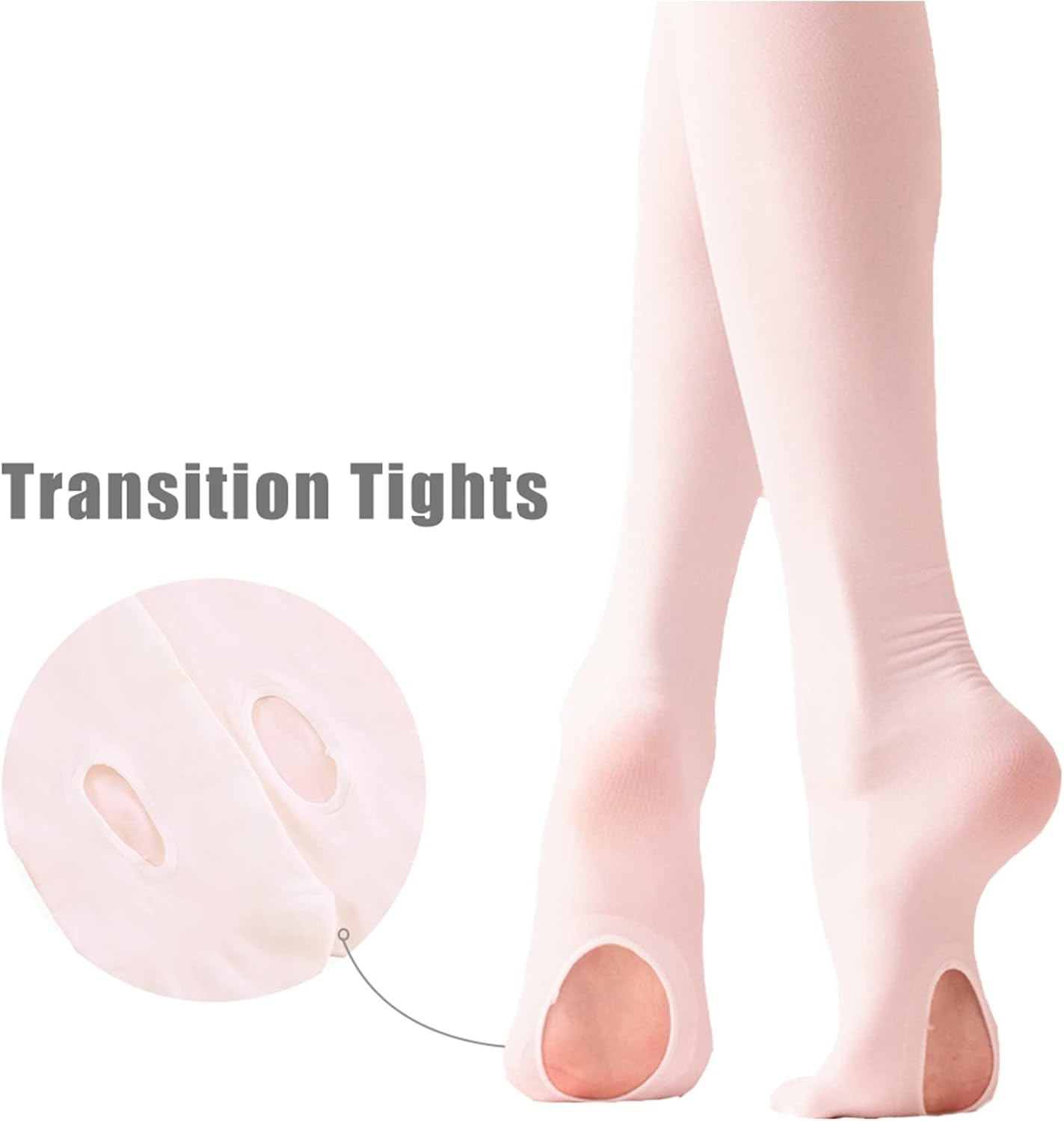 Stelle Girls’ Convertible & Transition Ballet Tights for Toddler Dance Kid(Ballet Pink+white)
