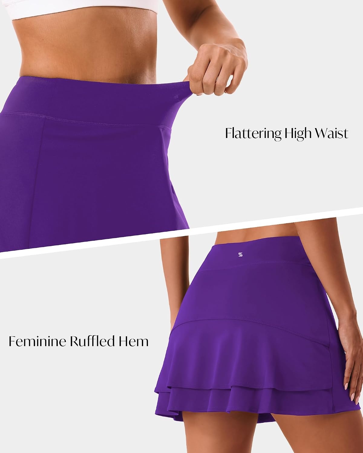 Stelle Tennis Skirts for Women Ruffle Athletic Golf Skorts with Pocket(Purple)
