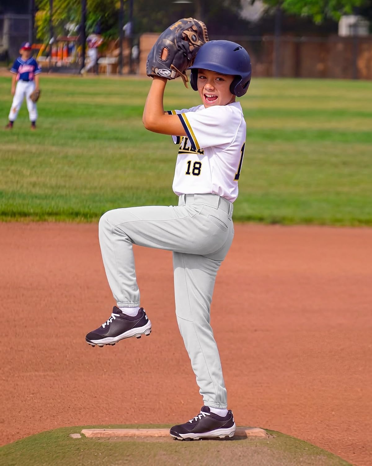 Stelle Boys Baseball Pants Youth with Pockets Kids Tee Ball 6-16 Years(Light Grey)